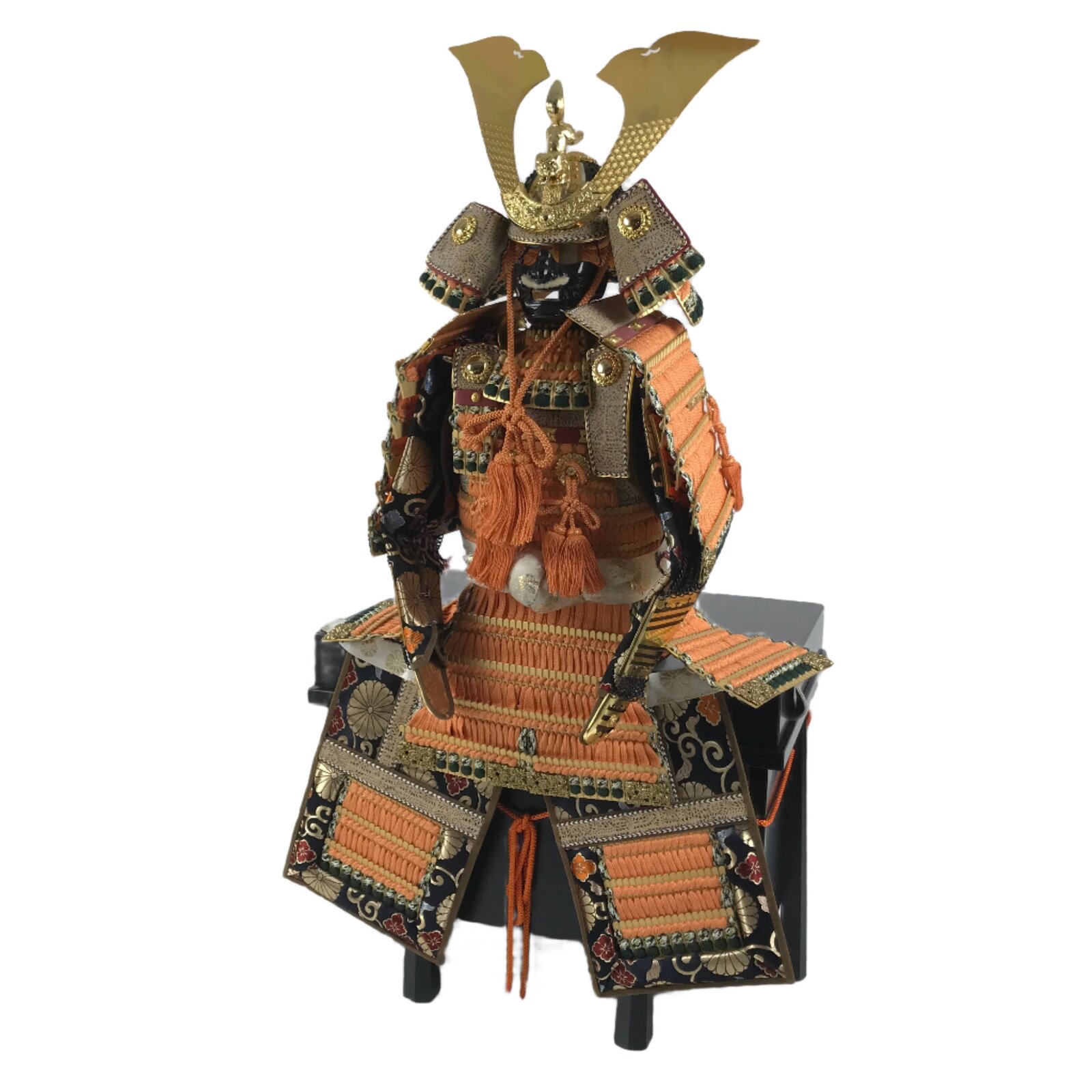Japanese Boxed Samurai Miniature Armor Yoroi Set Vtg Boys' Festival Orange ID626