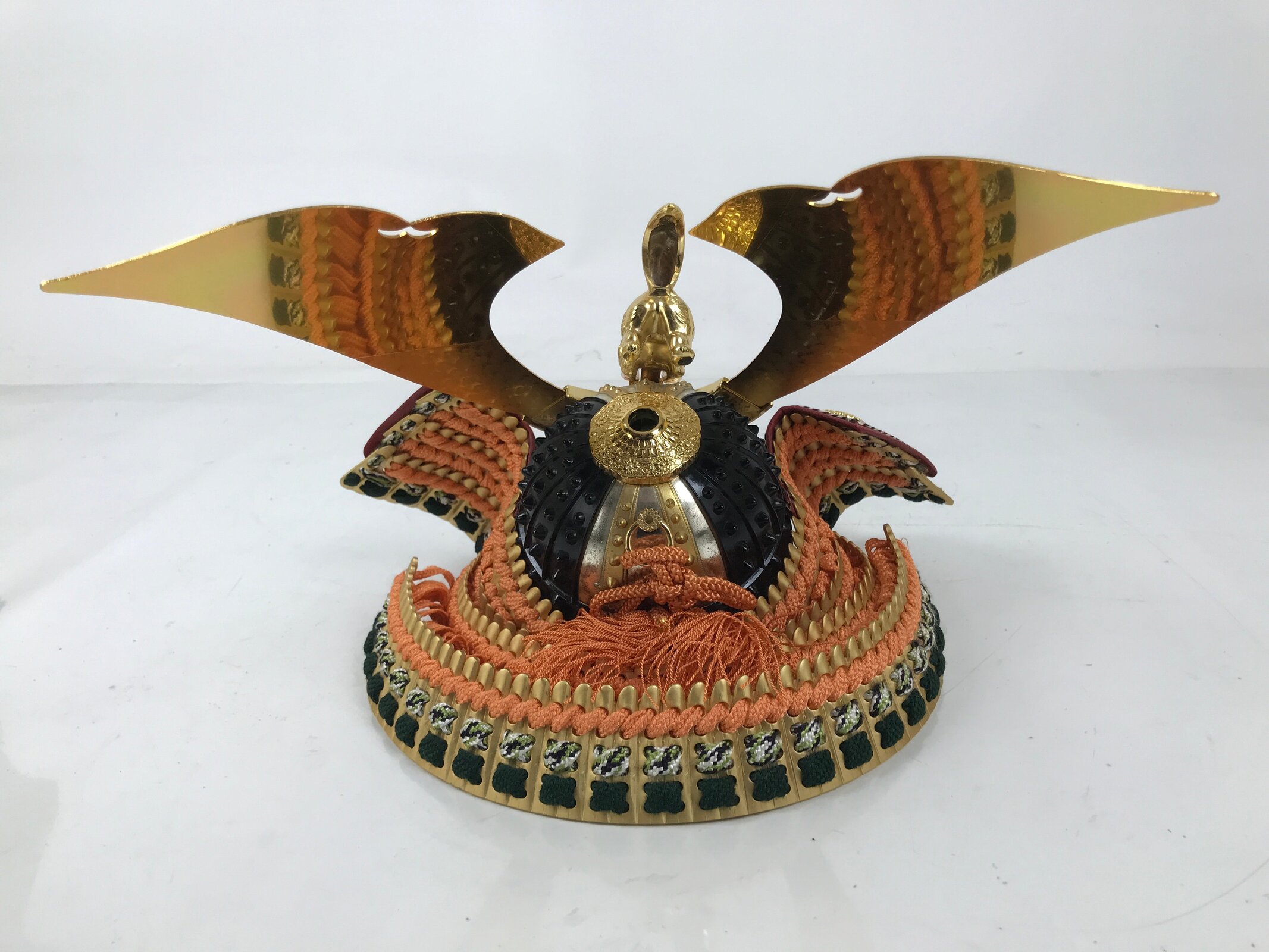 Japanese Boxed Samurai Miniature Armor Yoroi Set Vtg Boys' Festival Orange ID626