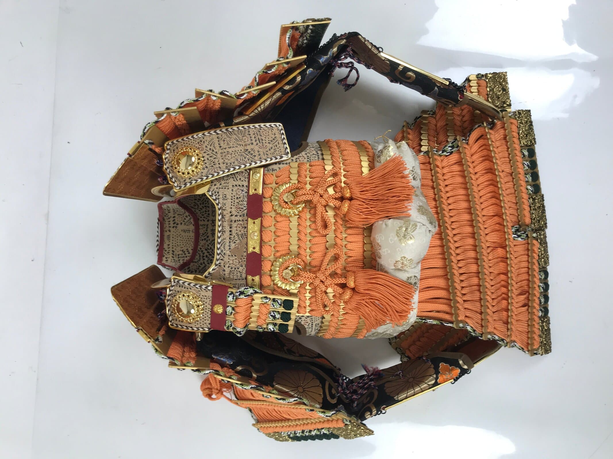 Japanese Boxed Samurai Miniature Armor Yoroi Set Vtg Boys' Festival Orange ID626