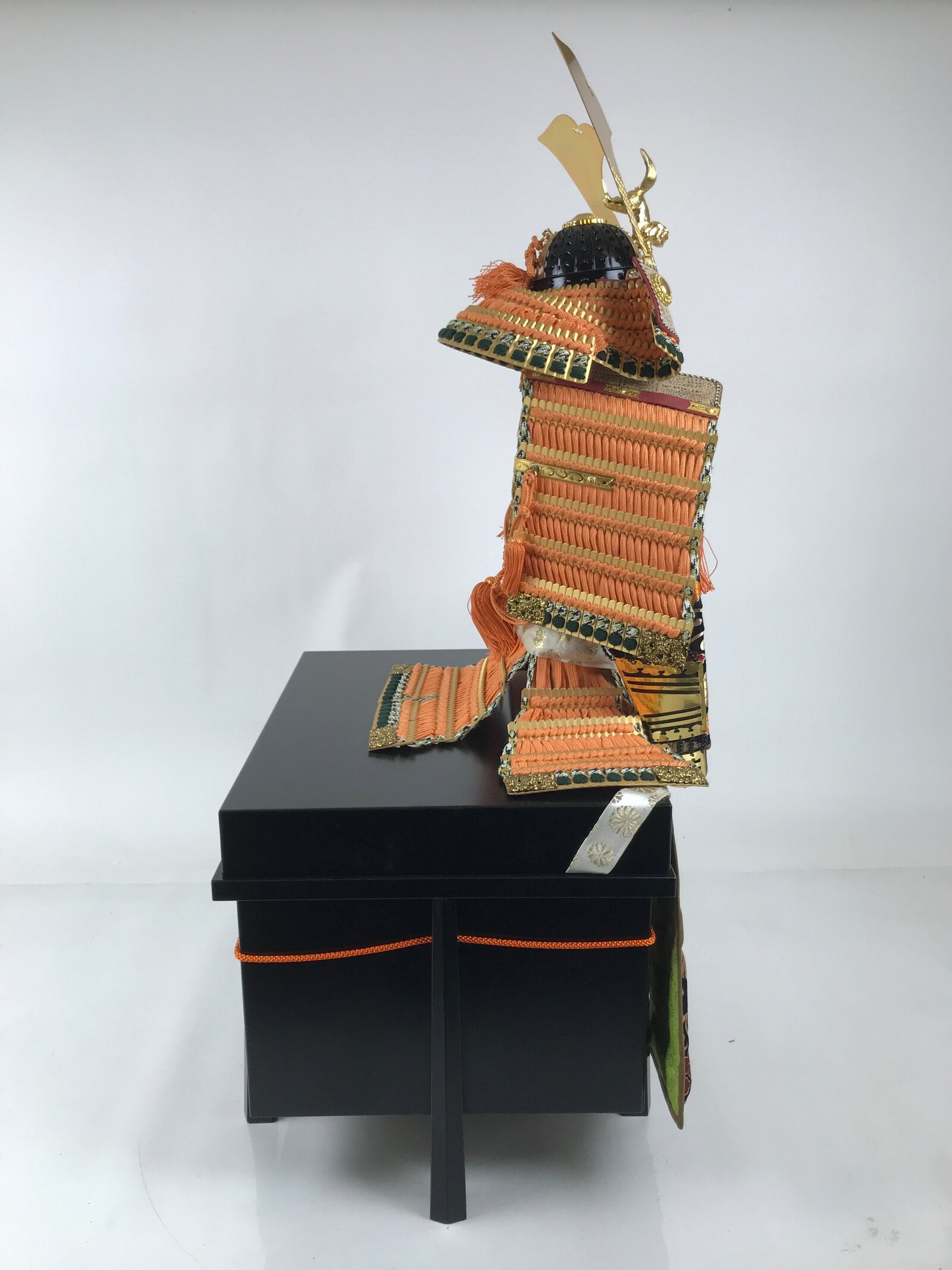 Japanese Boxed Samurai Miniature Armor Yoroi Set Vtg Boys' Festival Orange ID626