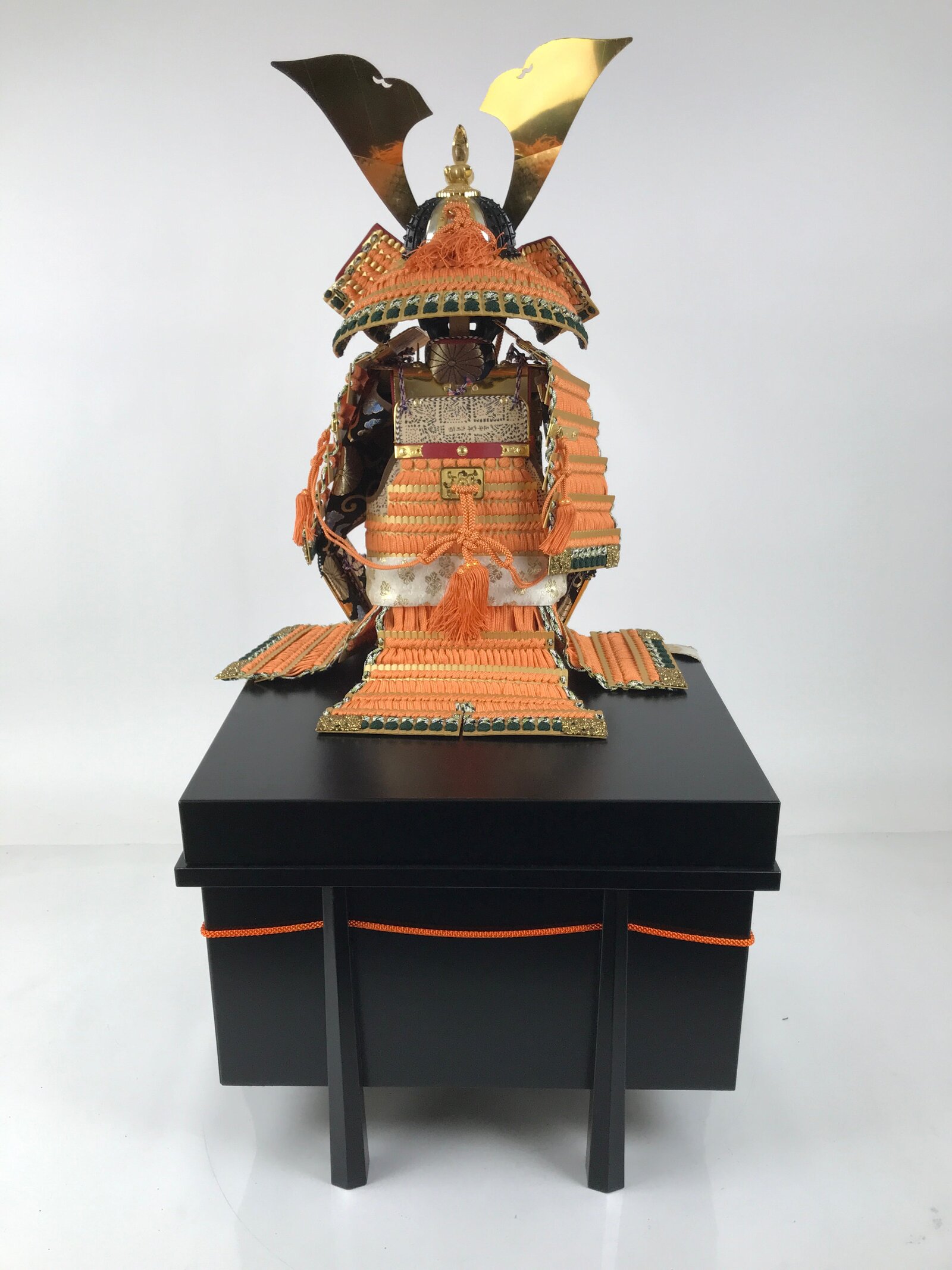 Japanese Boxed Samurai Miniature Armor Yoroi Set Vtg Boys' Festival Orange ID626