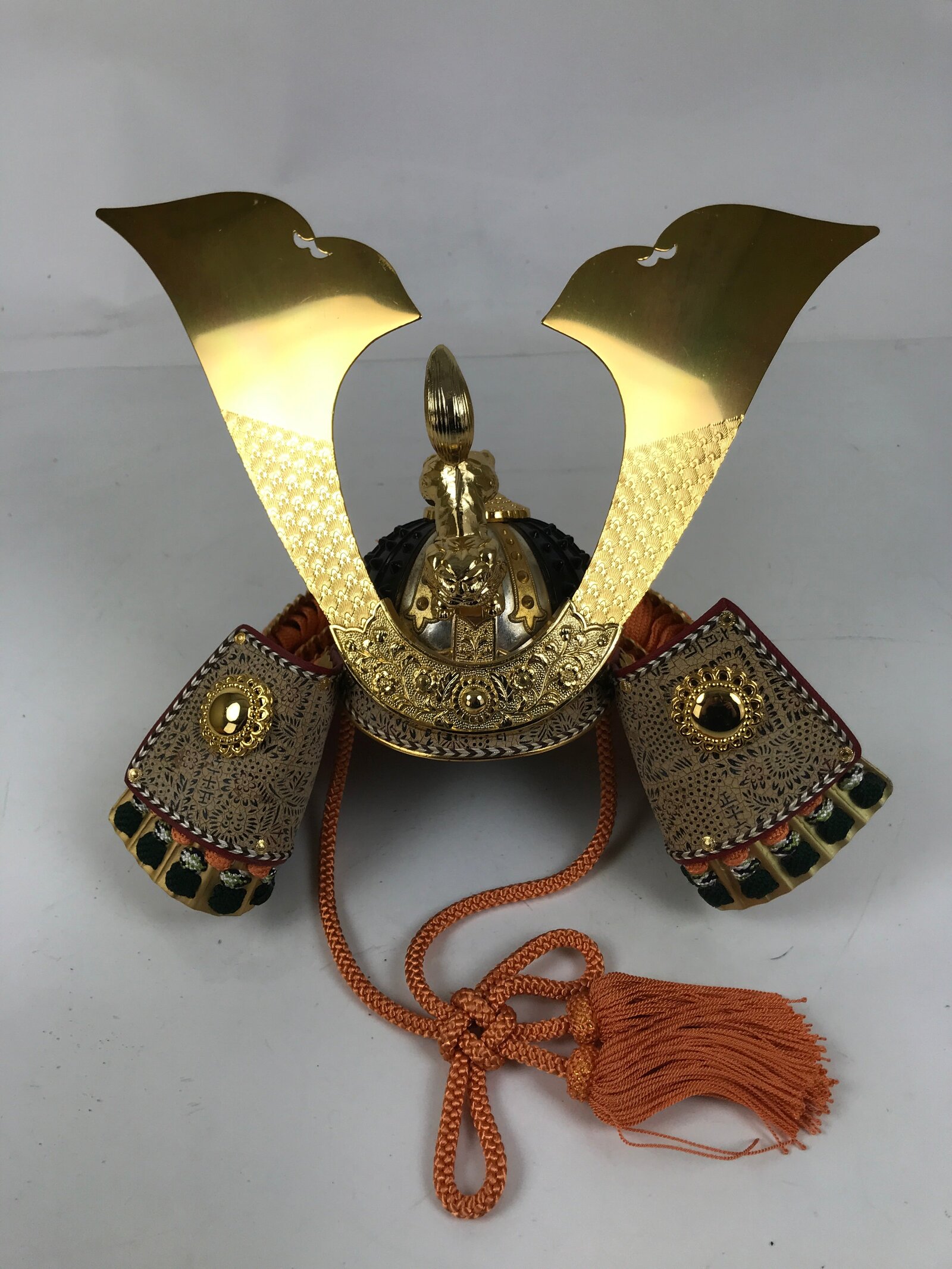 Japanese Boxed Samurai Miniature Armor Yoroi Set Vtg Boys' Festival Orange ID626