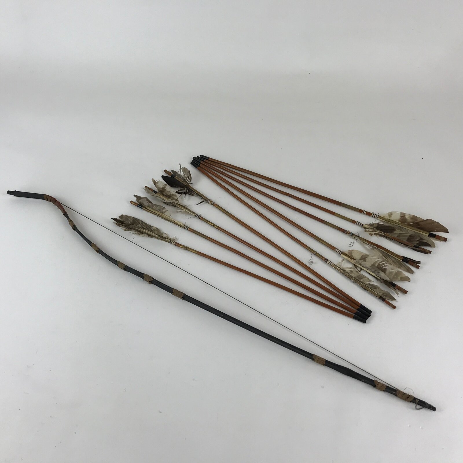 Japanese Boy's Day Bow And Arrow Set Display Vtg Amulet Yumiya Feather ID500