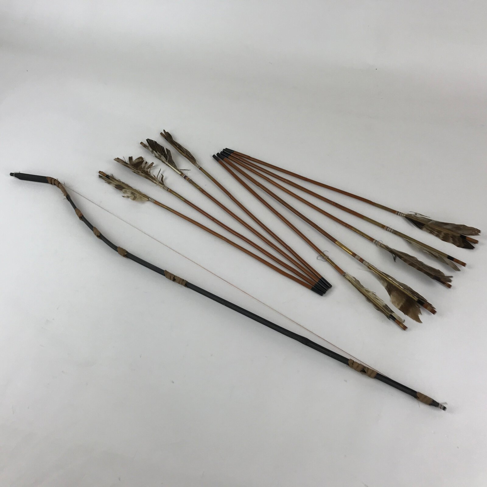 Japanese Boy's Day Bow And Arrow Set Display Vtg Amulet Yumiya Feather ID501