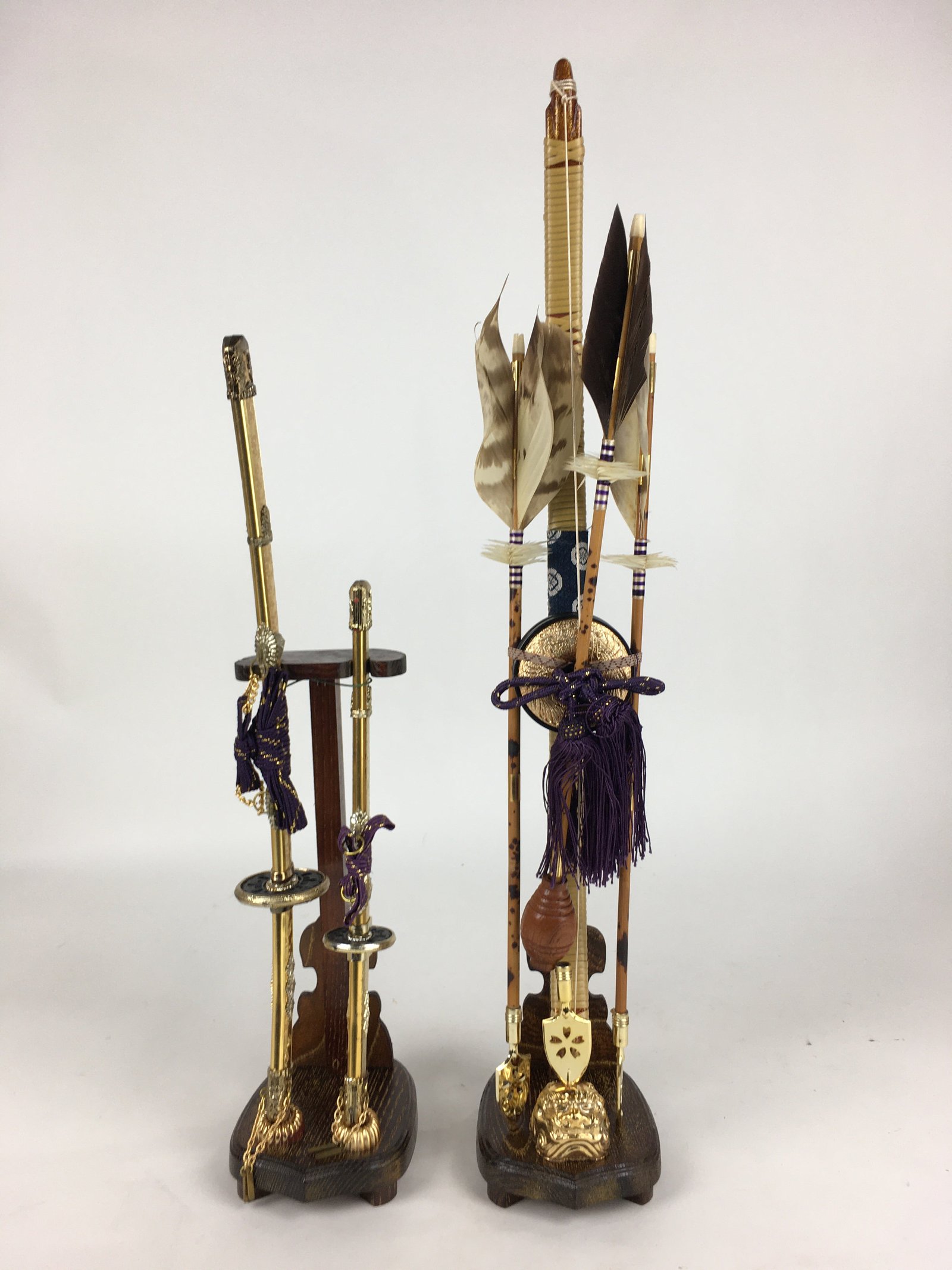 Japanese Boy's Day Bow Arrow And Sword Display Stand Set Vtg Amulet ID425