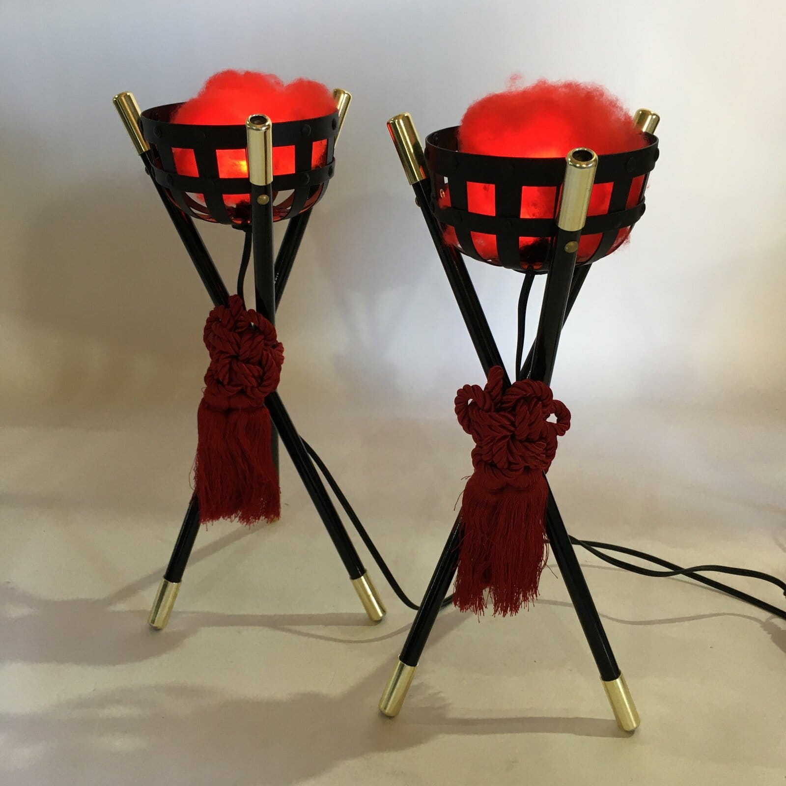 Japanese Boy's Day Display Kagaribi Lantern Pair Vtg Electric Bonfire ID436