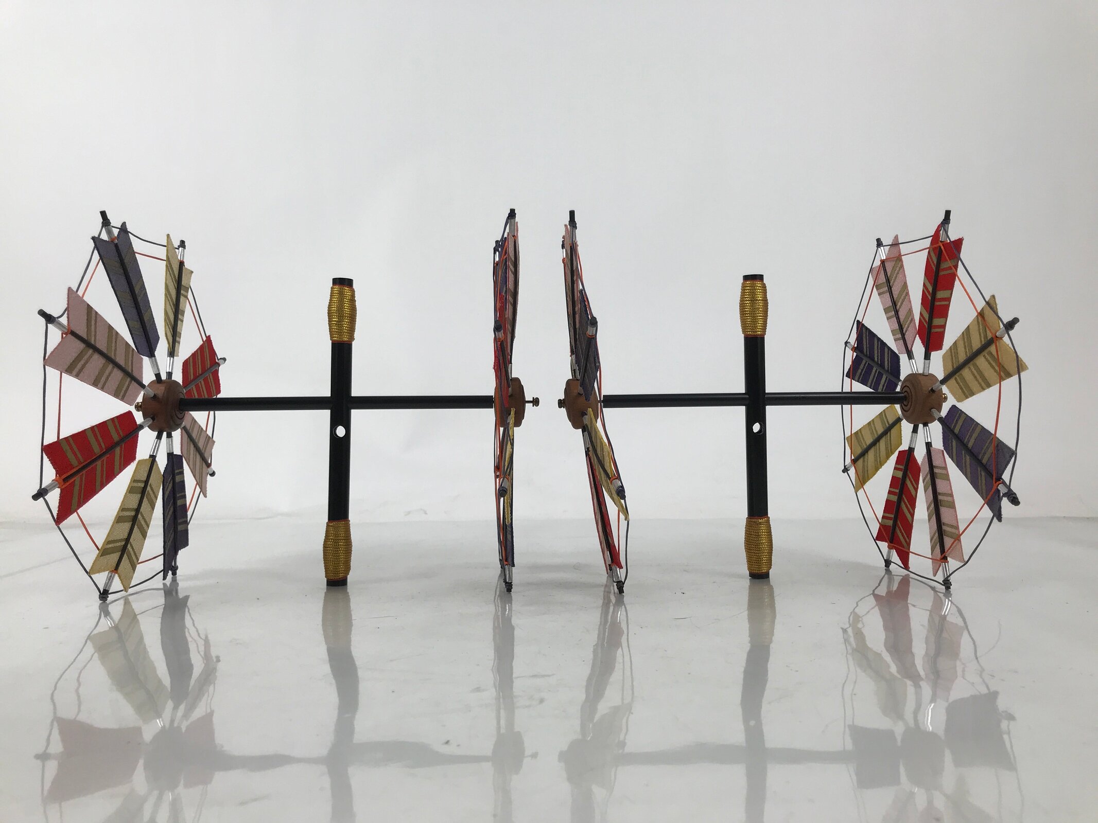 Japanese Boys' Day Koinobori Indoor Carp Streamer Display Vtg 2 Stands ID625