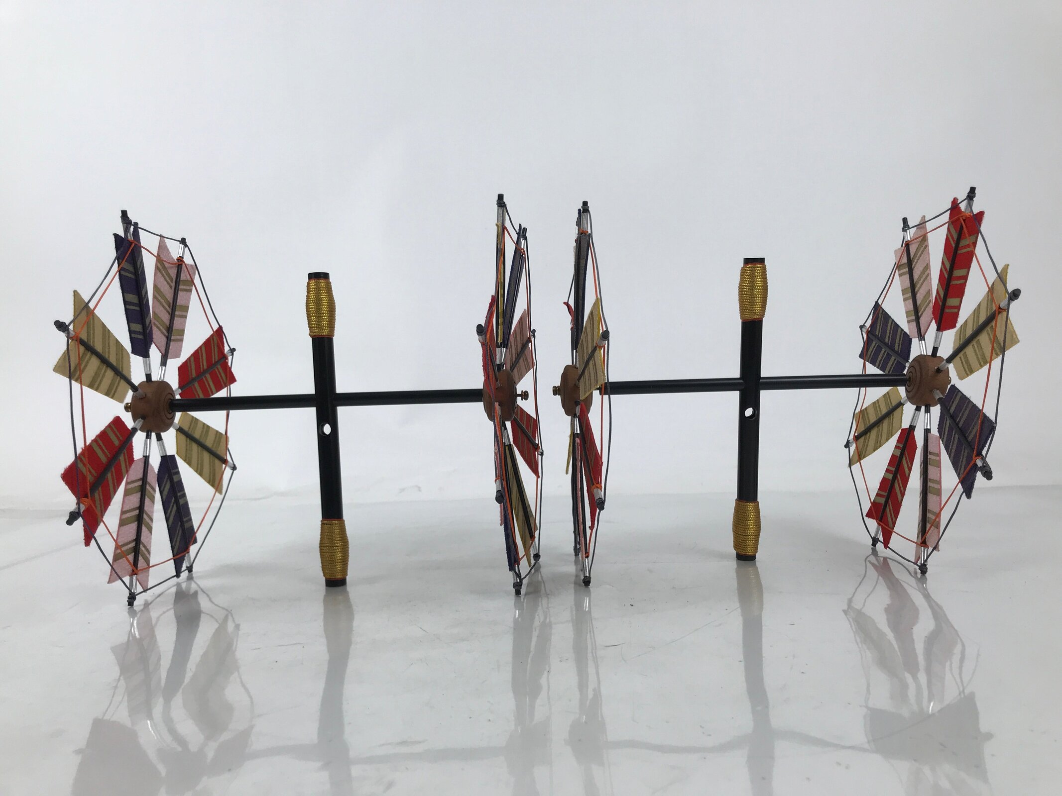 Japanese Boys' Day Koinobori Indoor Carp Streamer Display Vtg 2 Stands ID625
