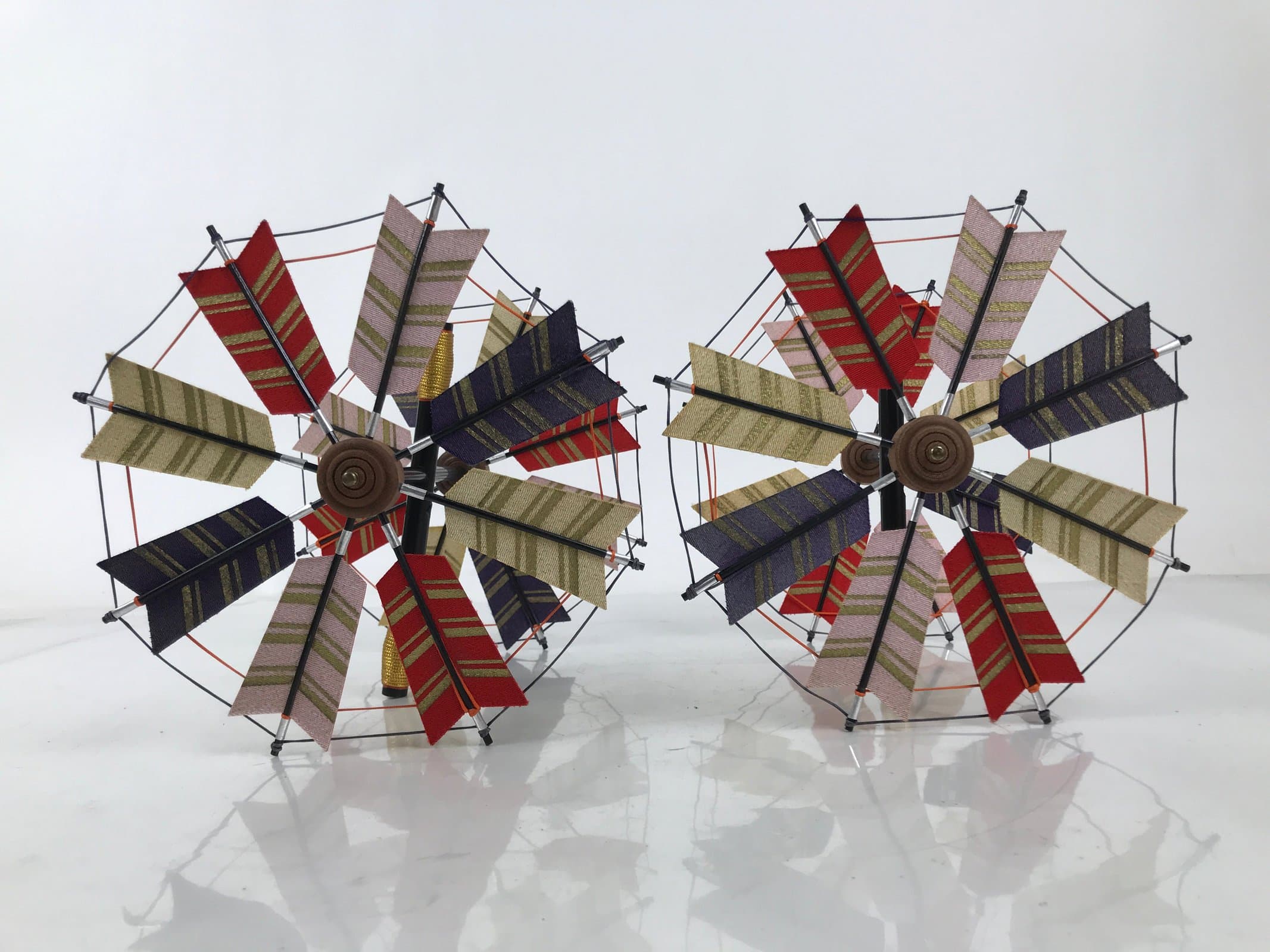 Japanese Boys' Day Koinobori Indoor Carp Streamer Display Vtg 2 Stands ID625