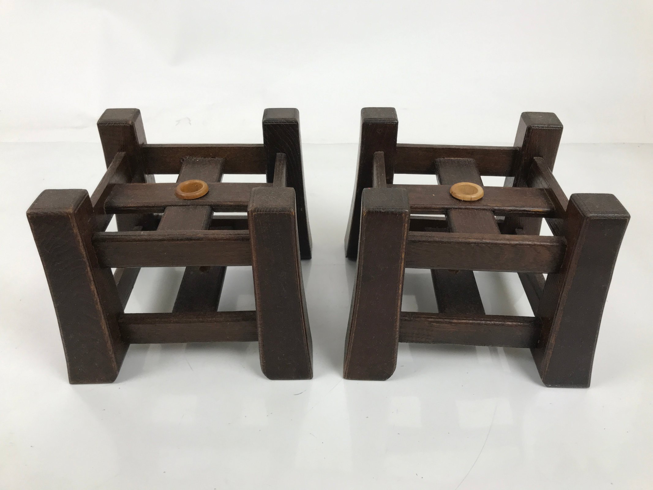 Japanese Boys' Day Koinobori Indoor Carp Streamer Display Vtg 2 Stands ID625