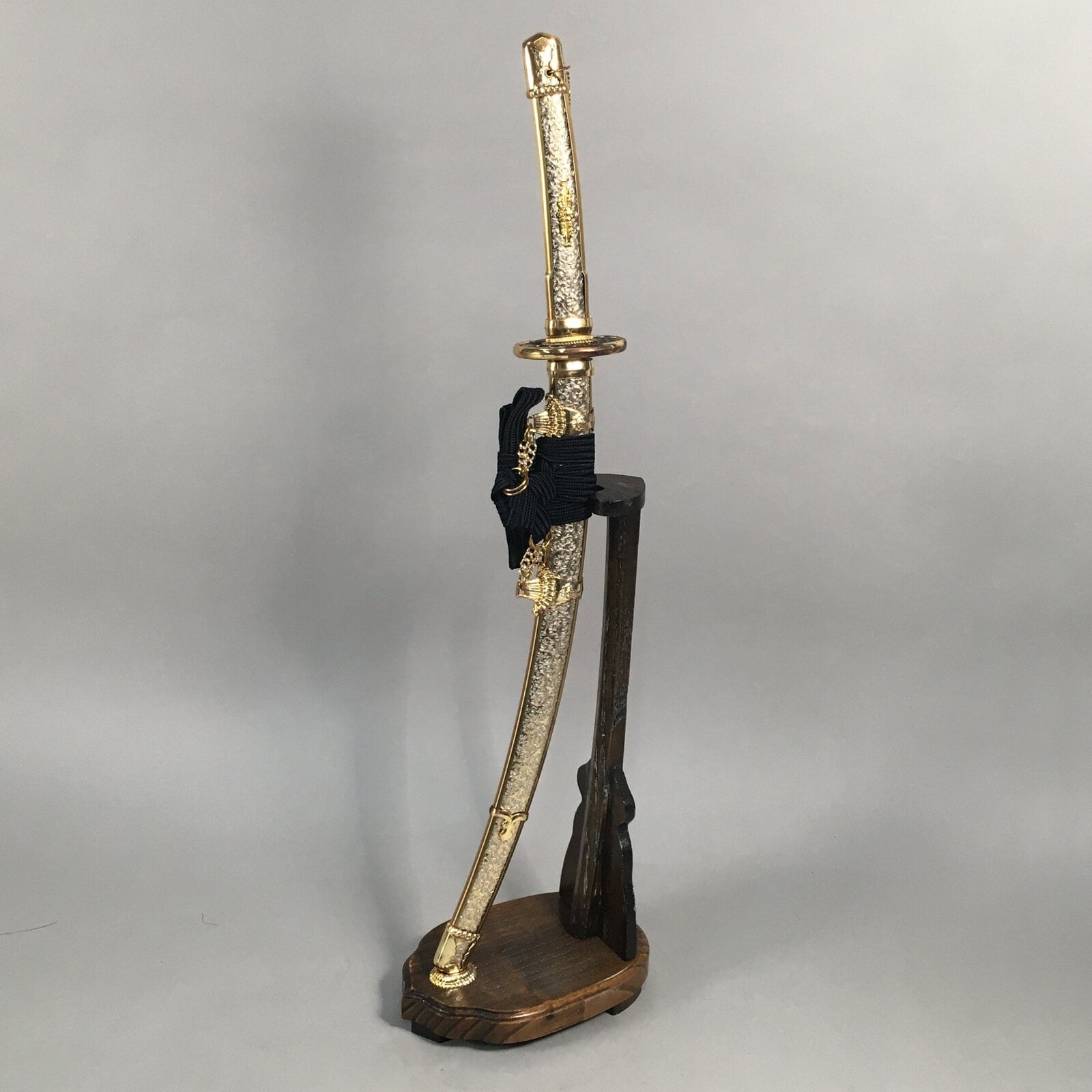 Japanese Boy's Day Sword Display Vtg Stand Katana Metal Wood ID341