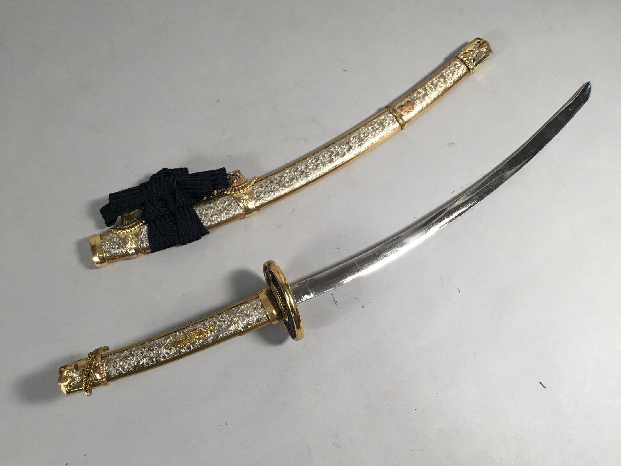 Japanese Boy's Day Sword Display Vtg Stand Katana Metal Wood ID341