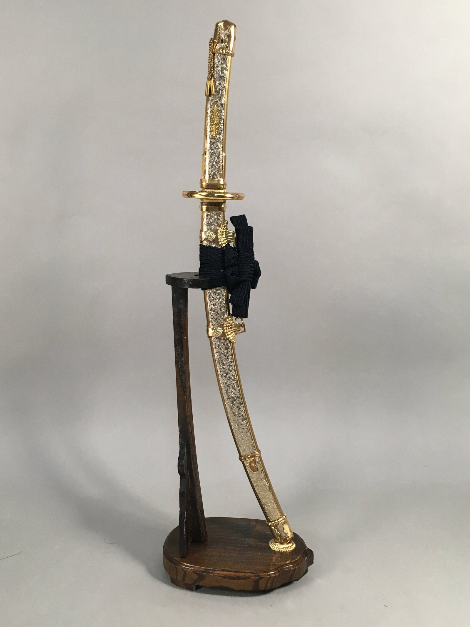 Japanese Boy's Day Sword Display Vtg Stand Katana Metal Wood ID341