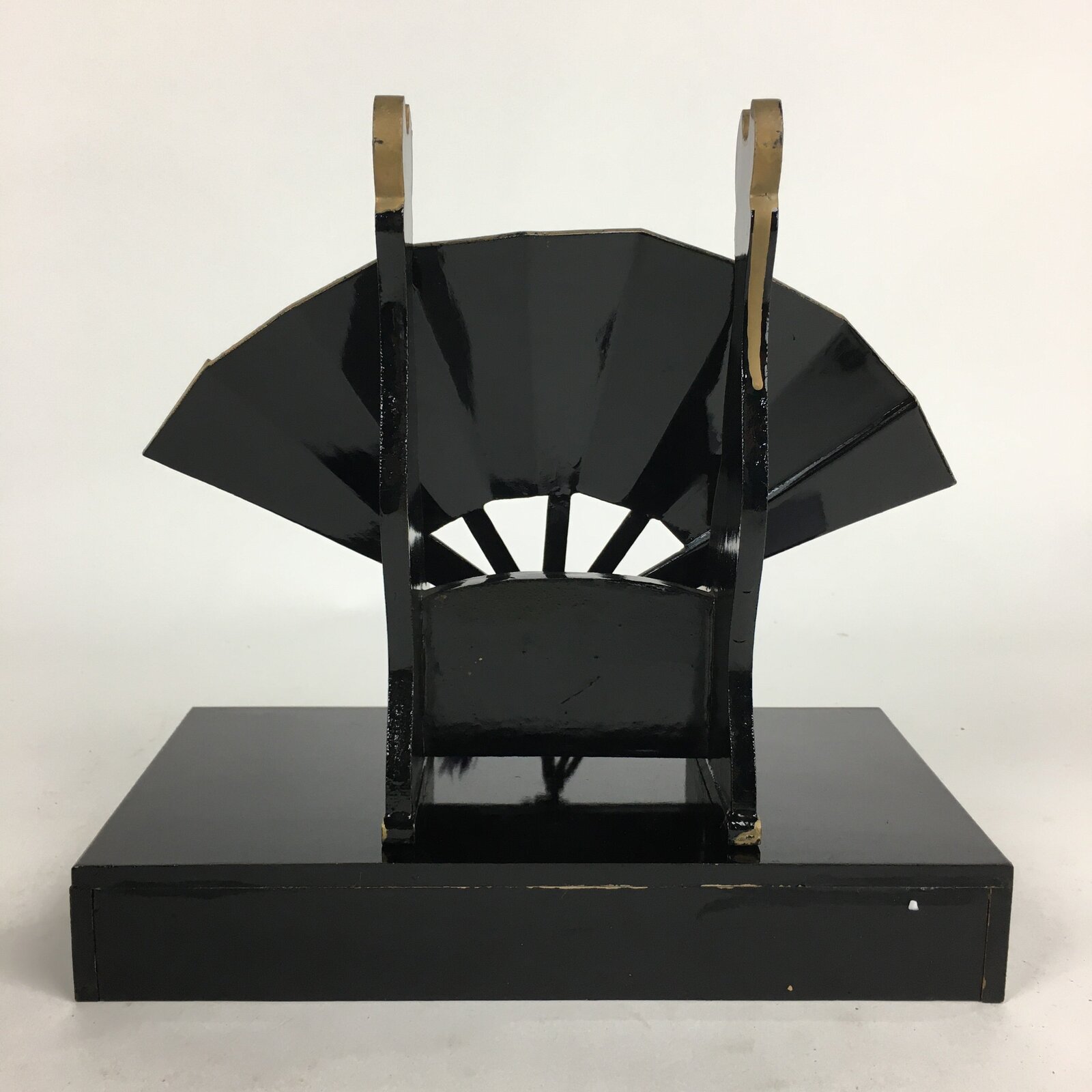 Japanese Boy's Day Wooden Folding Fan And Stand Set Vtg Japanese Flag ID398