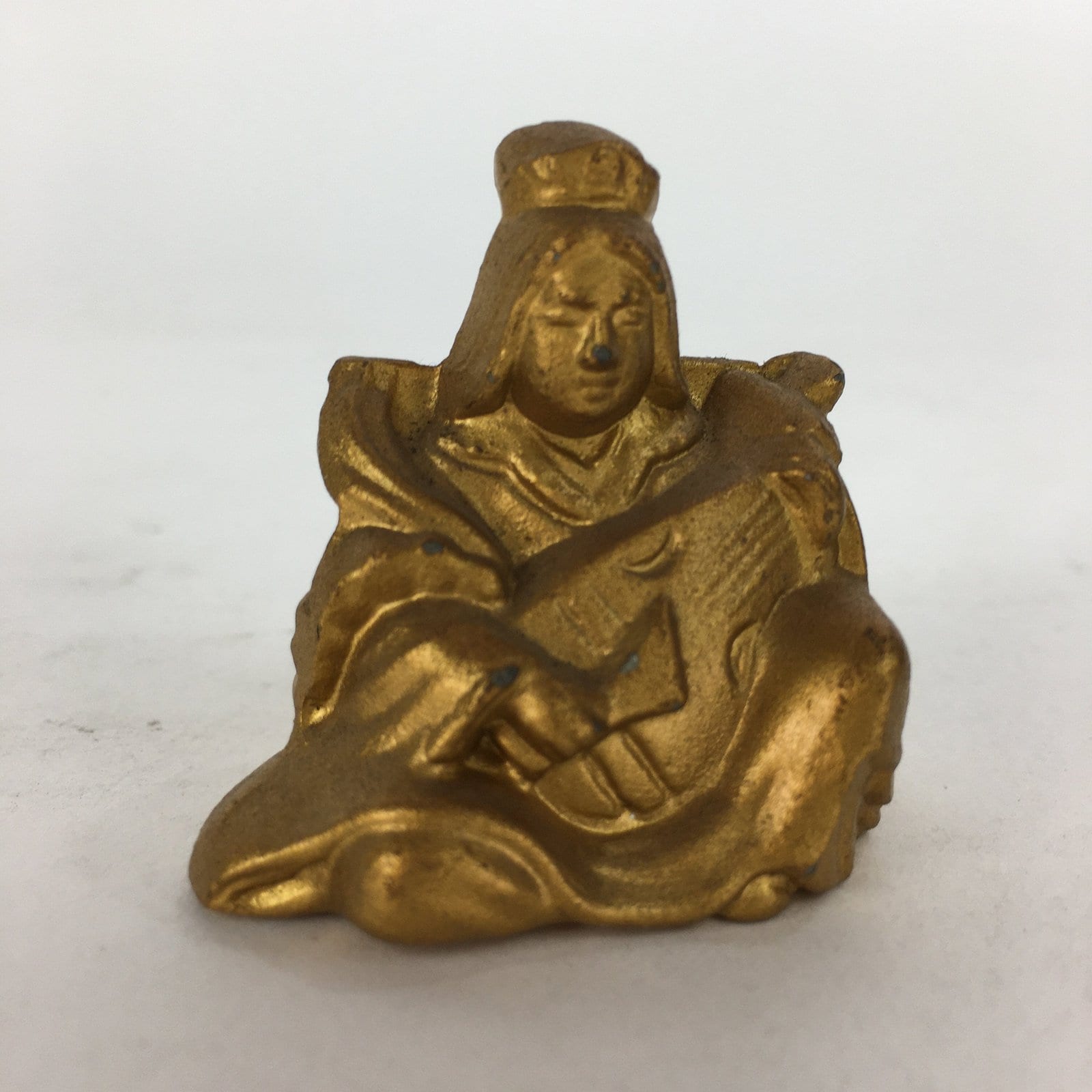 Japanese Brass 7 Lucky Gods Statue Benzaiten Vtg Golden Figurine Okimono BD712