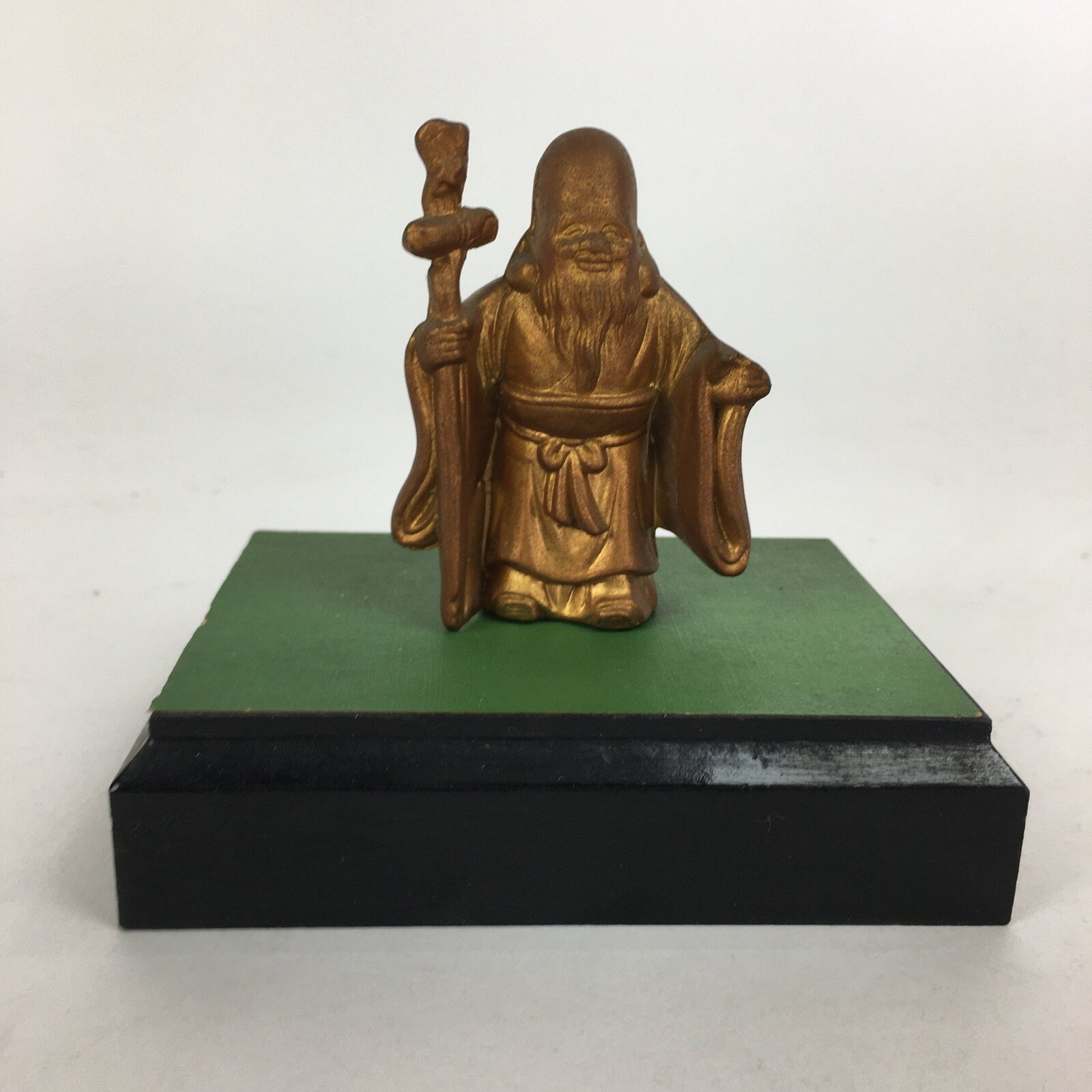 Japanese Brass 7 Lucky Gods Statue Fukurokuju Vtg Golden Figurine Okimono BD714