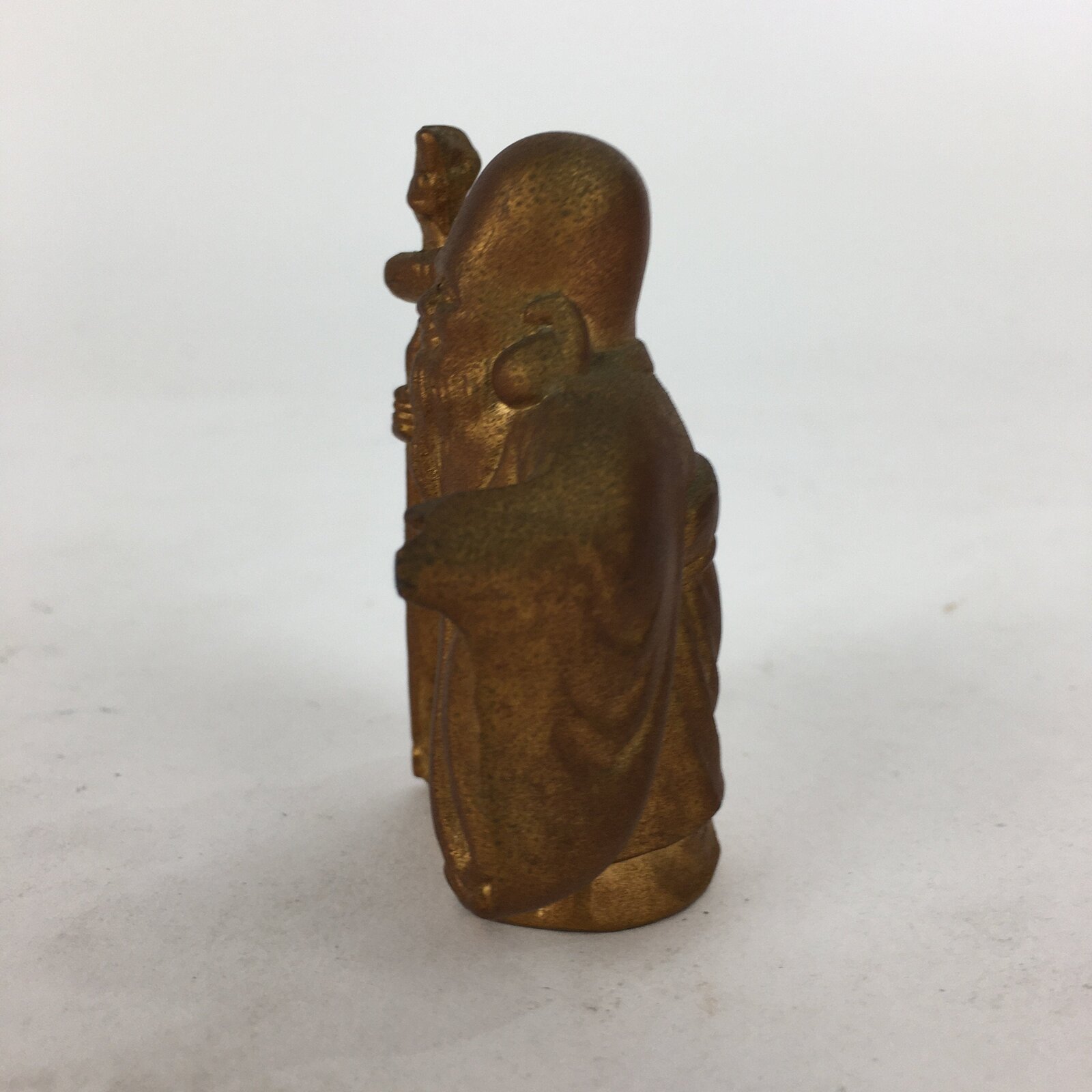Japanese Brass 7 Lucky Gods Statue Fukurokuju Vtg Golden Figurine Okimono BD714