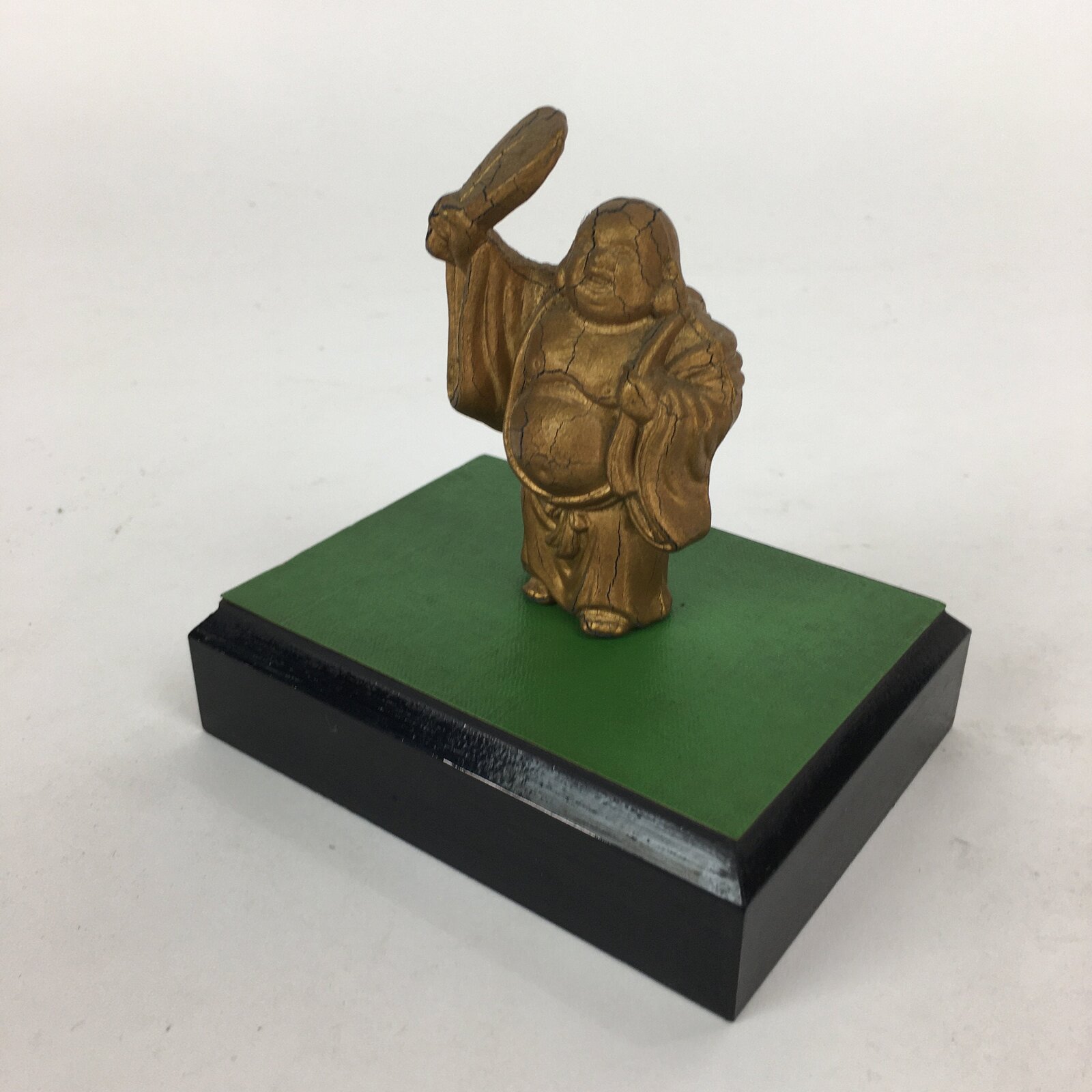 Japanese Brass 7 Lucky Gods Statue Hotei Vtg Golden Figurine Okimono BD711