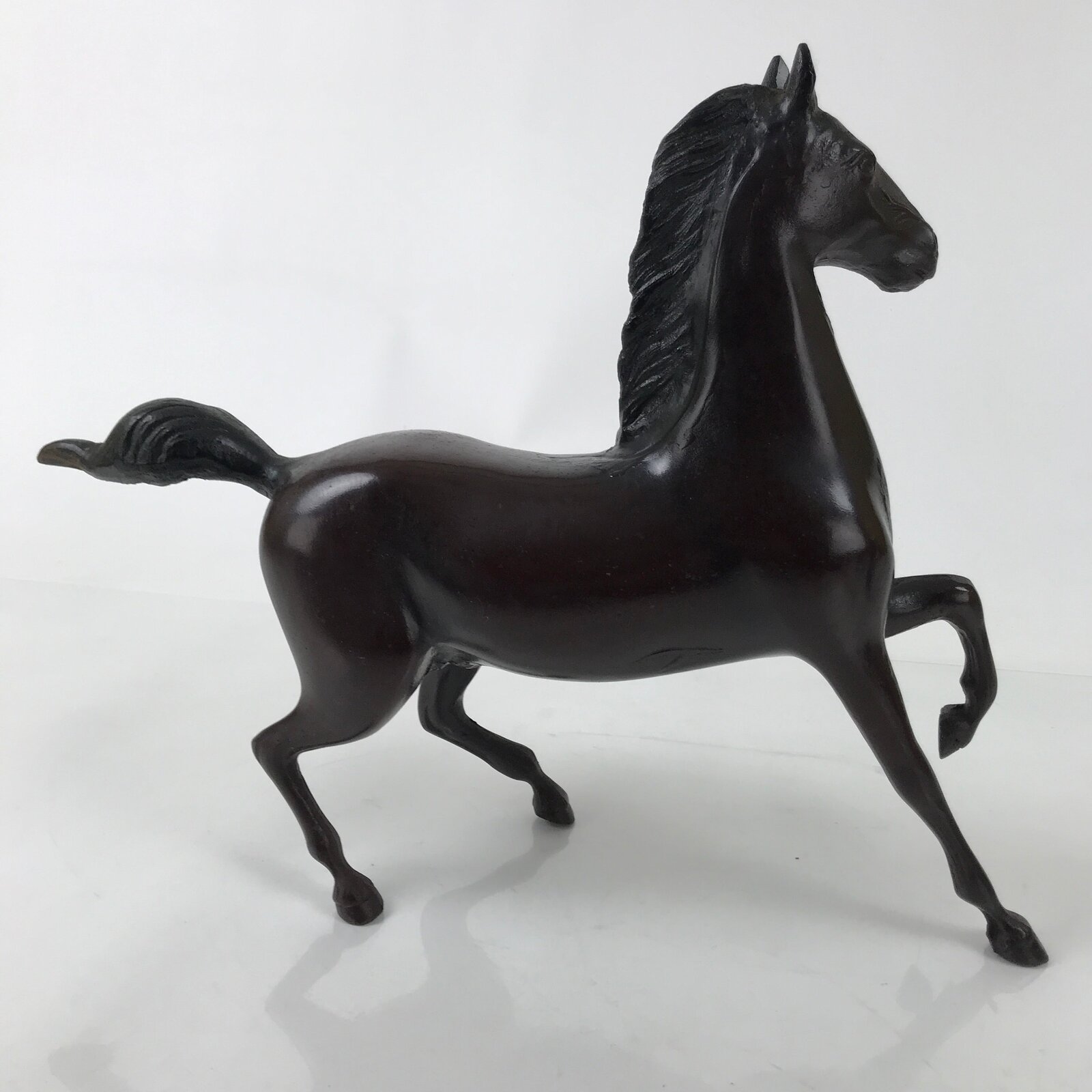 Japanese Bronze Horse Statue Vtg Large Zodiac Uma Animal Okimono Brown ST15