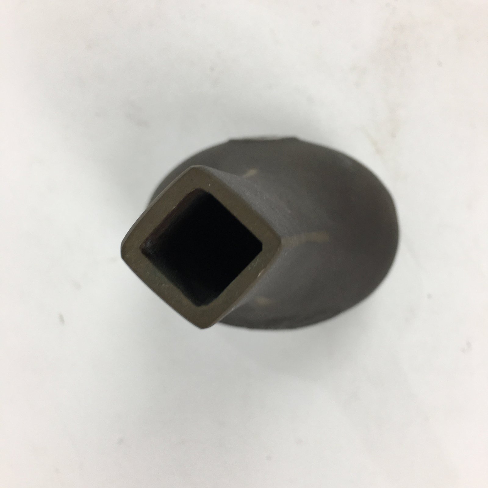 Japanese Bronze Single Flower Vase Kabin Vtg Wave Design Brown FV977