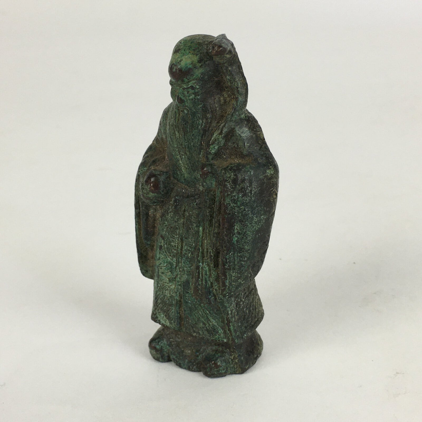 Japanese Bronze Small Figurine Vtg Fukurokuju 7 Lucky Gods Paper Weight JK315