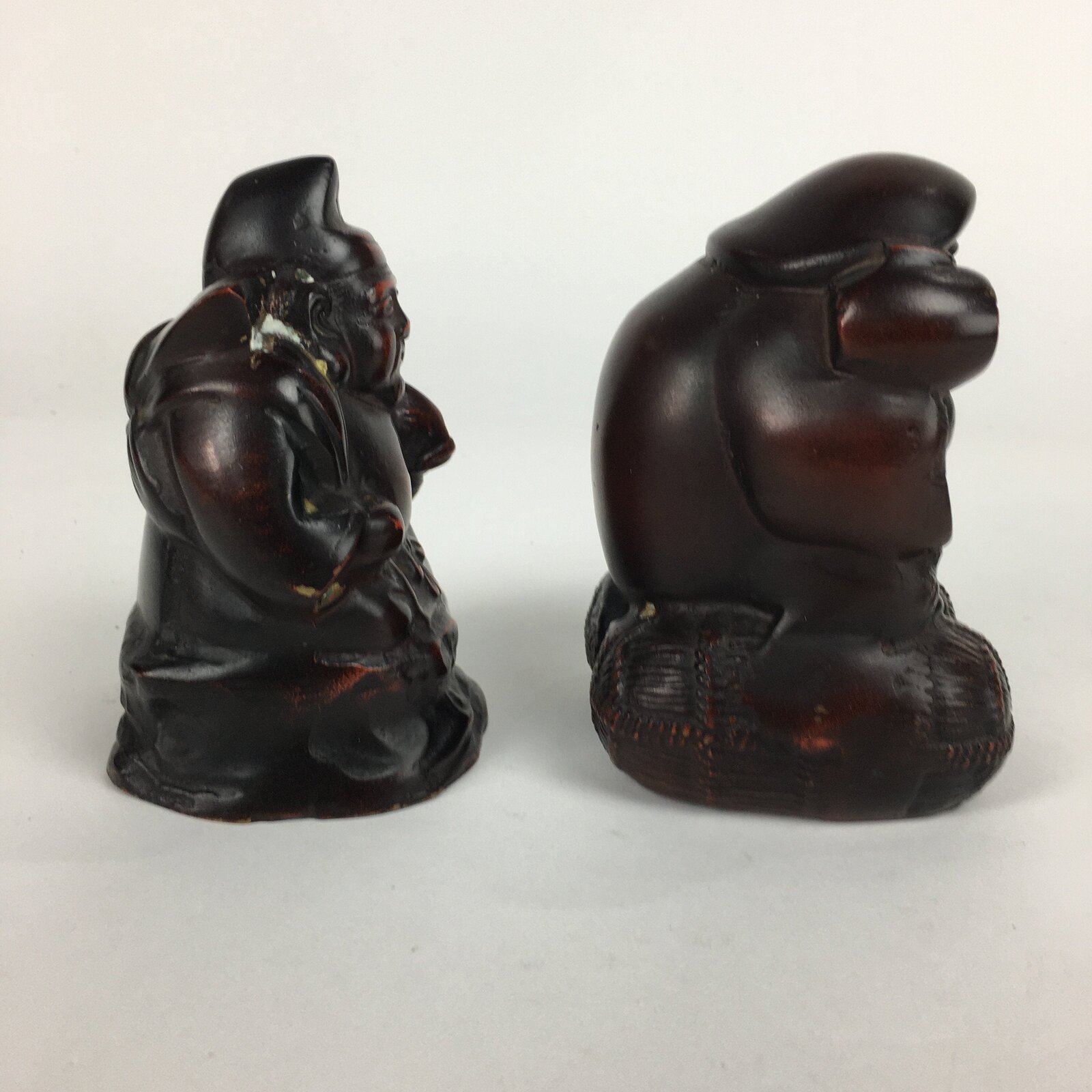 Japanese Bronze Statue Vtg 7 Lucky Gods Ebisu Daikokuten Wooden Box PX543