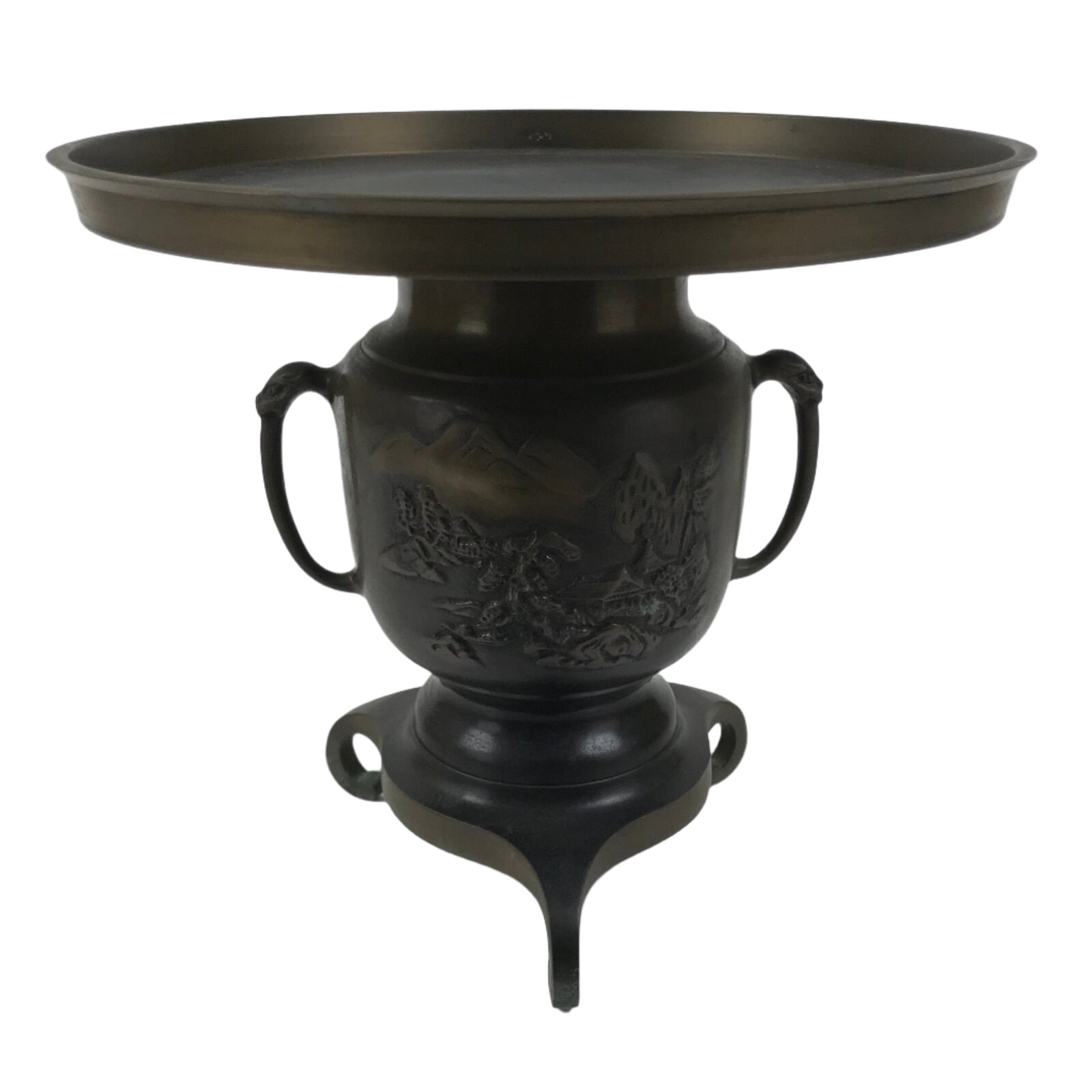 Japanese Bronze Usubata Flower Vase Vtg Ikebana Arrangement 2pc Kabin UB59