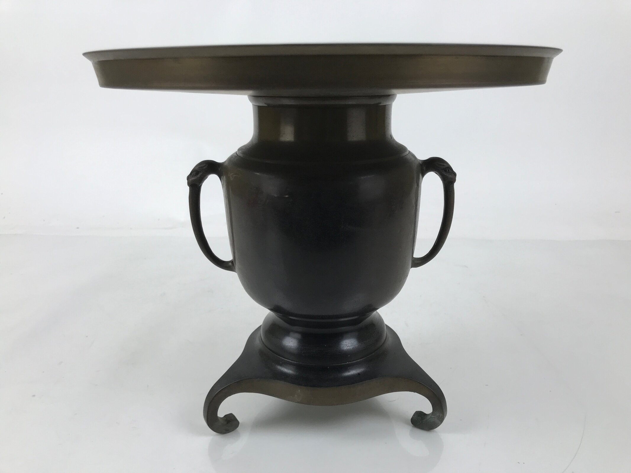 Japanese Bronze Usubata Flower Vase Vtg Ikebana Arrangement 2pc Kabin UB59