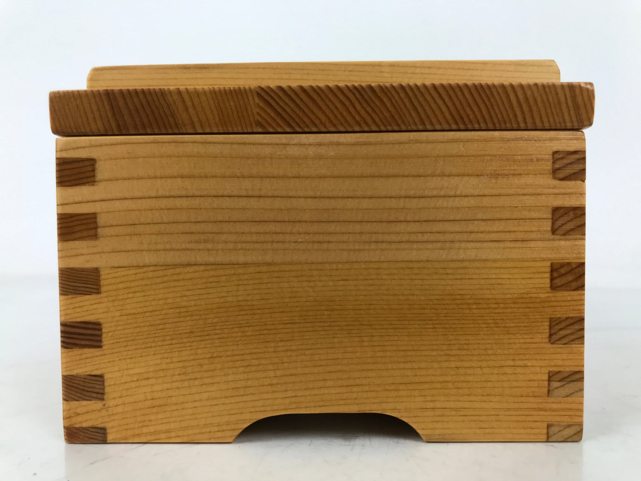 Japanese Brushed Lacquer Lidded Wooden Box Dish Vtg Kaiseki Meal Brown L412