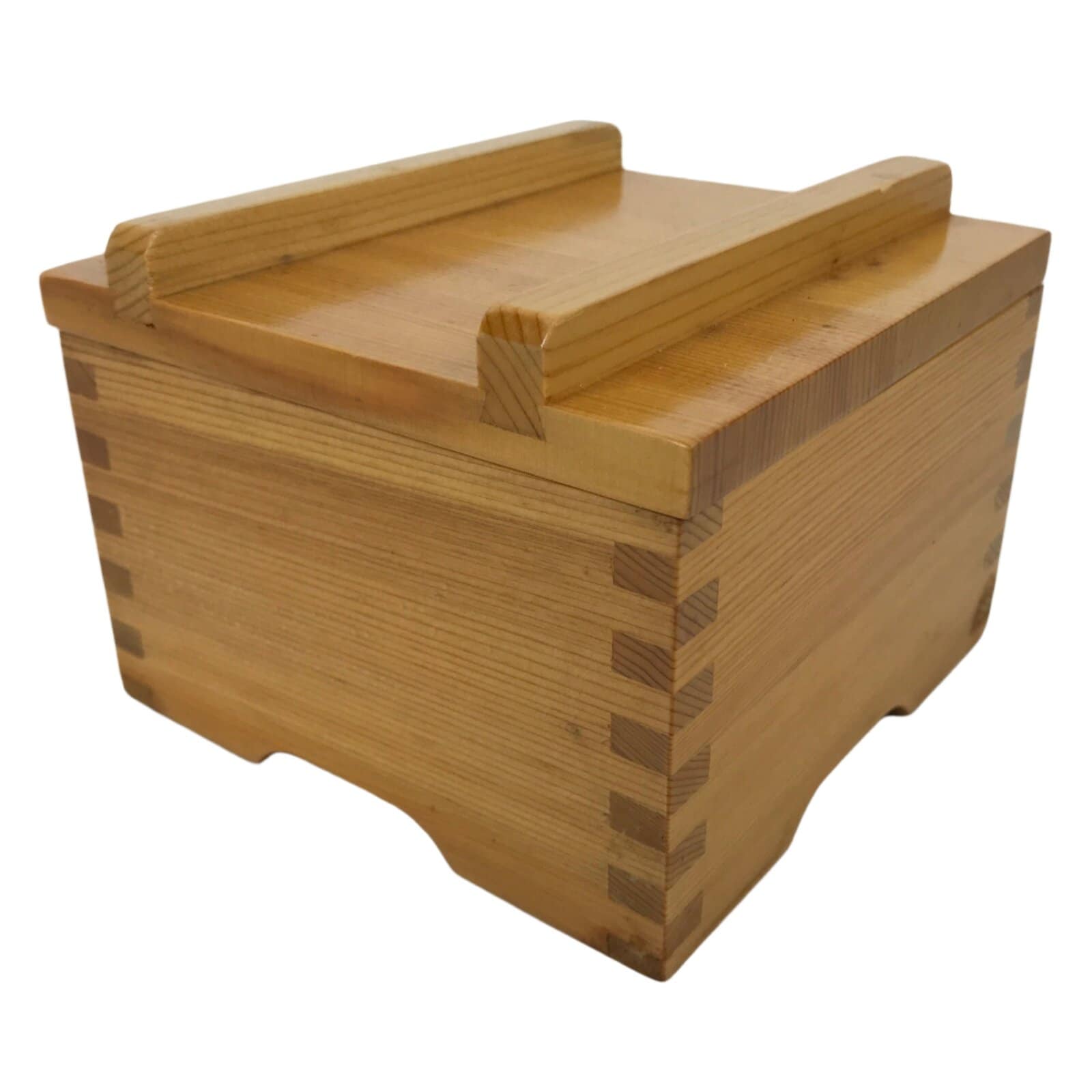 Japanese Brushed Lacquer Lidded Wooden Box Dish Vtg Kaiseki Meal Brown L414