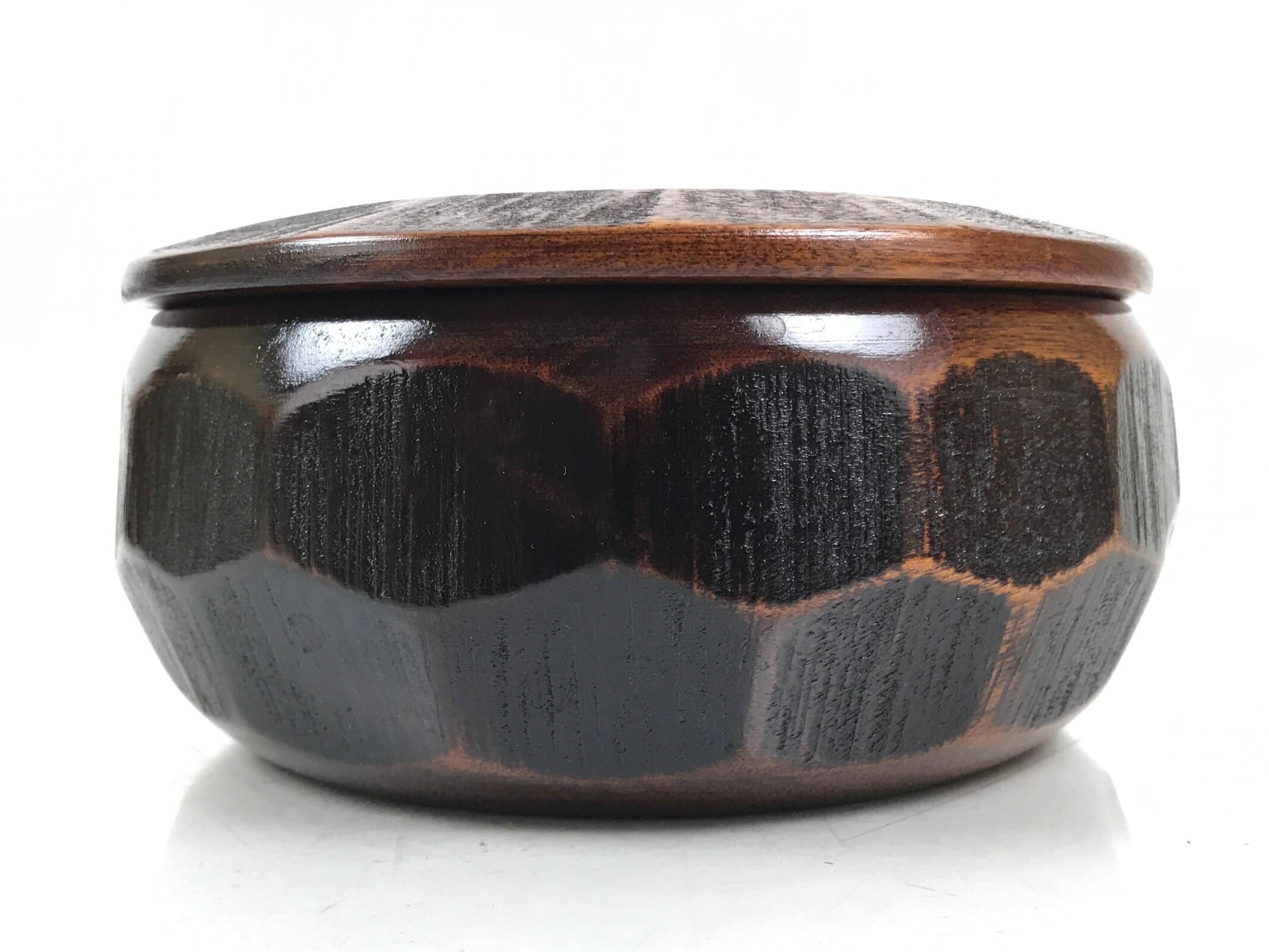 Japanese Brushed Lacquer Wooden Lidded Bowl Kashiki Vtg Tea Ceremony LWB130