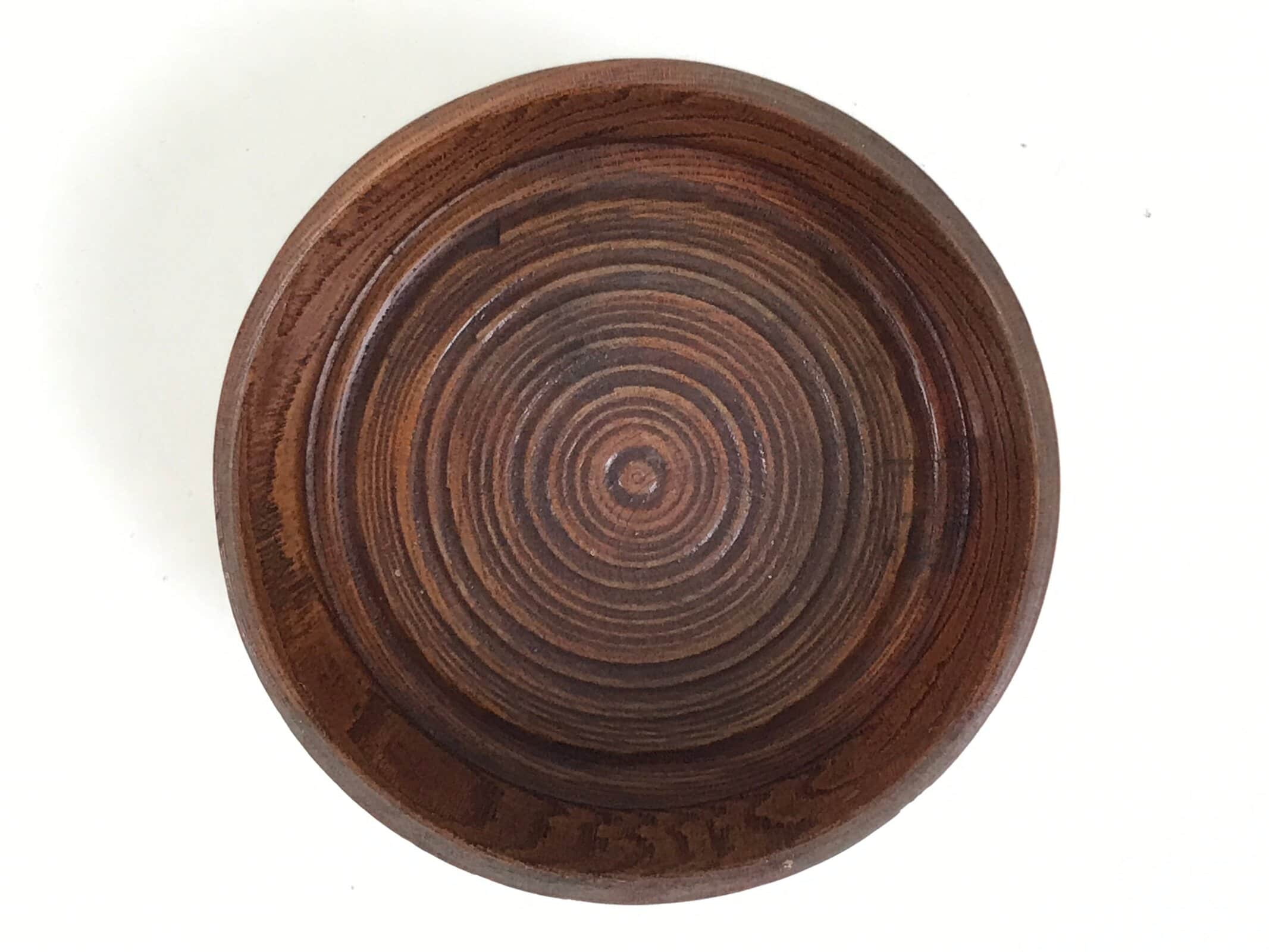 Japanese Brushed Lacquer Wooden Sake Snack Cup Vtg Kobachi Bowl Brown L480