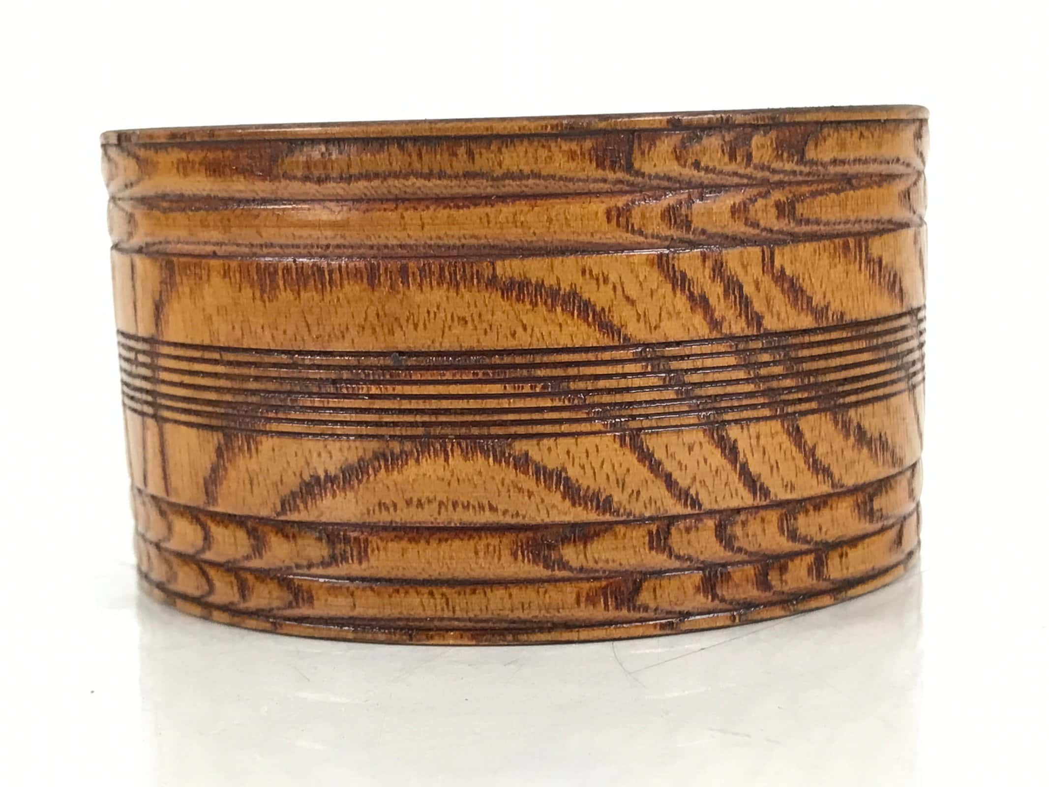 Japanese Brushed Lacquer Wooden Sake Snack Cup Vtg Kobachi Bowl Brown L480