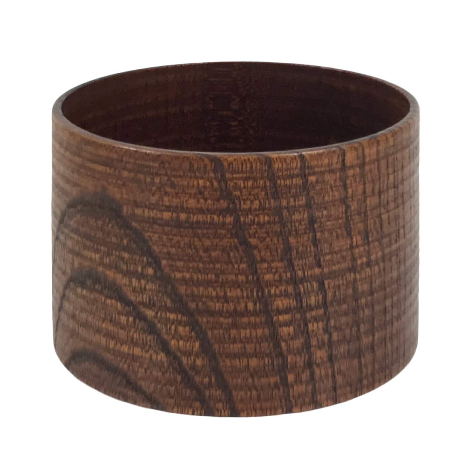 Japanese Brushed Lacquer Wooden Sake Snack Cup Vtg Kobachi Bowl Brown L481