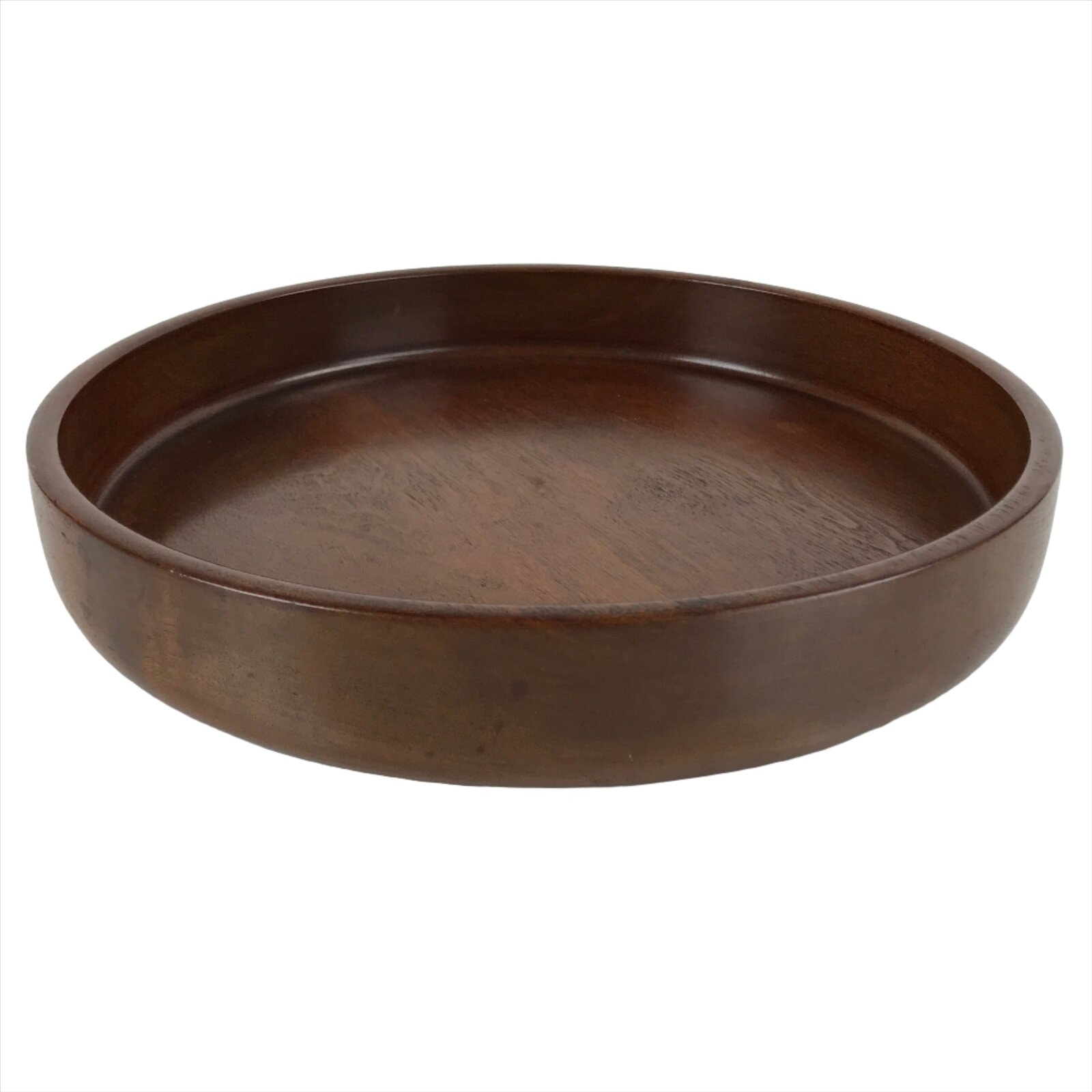 Japanese Brushed Lacquer Wooden Serving Tray Vtg Classic Round Obon Brown L262