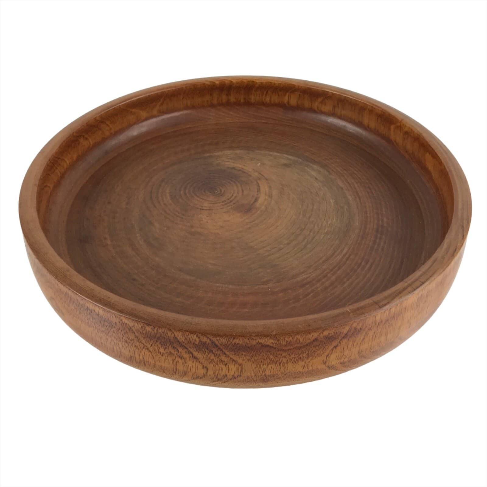 Japanese Brushed Lacquer Wooden Serving Tray Vtg Large Round Obon Brown L258