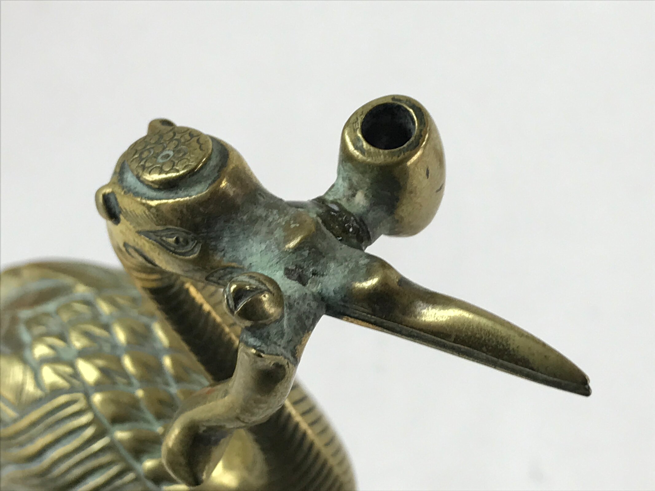 Japanese Buddhist Altar Brass Candle Stand Shokudai Vtg 2pc Crane Turtle BA91