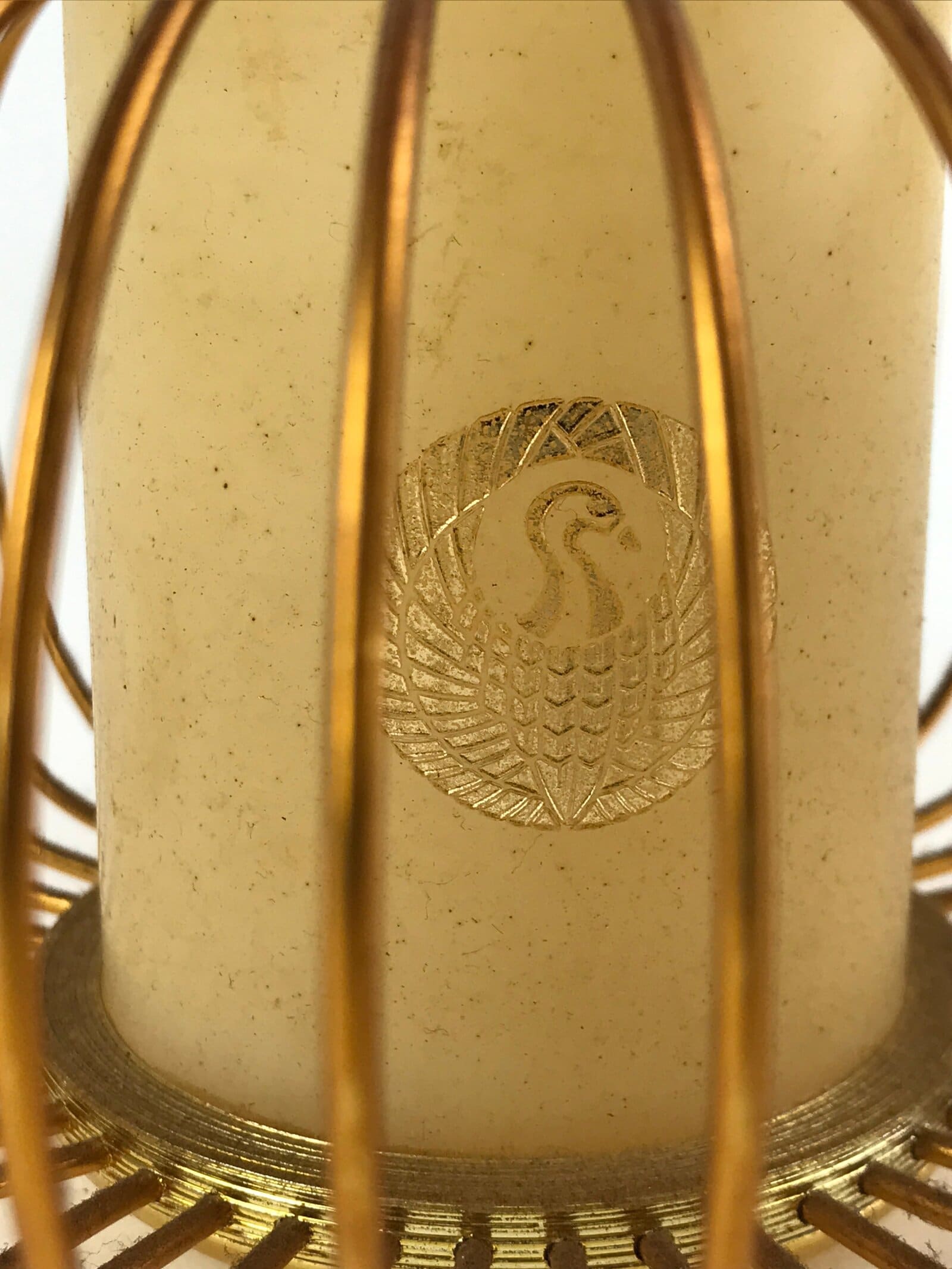 Japanese Buddhist Altar Butsudan Light Shade Vtg Bird Metal Gold Parts BA6