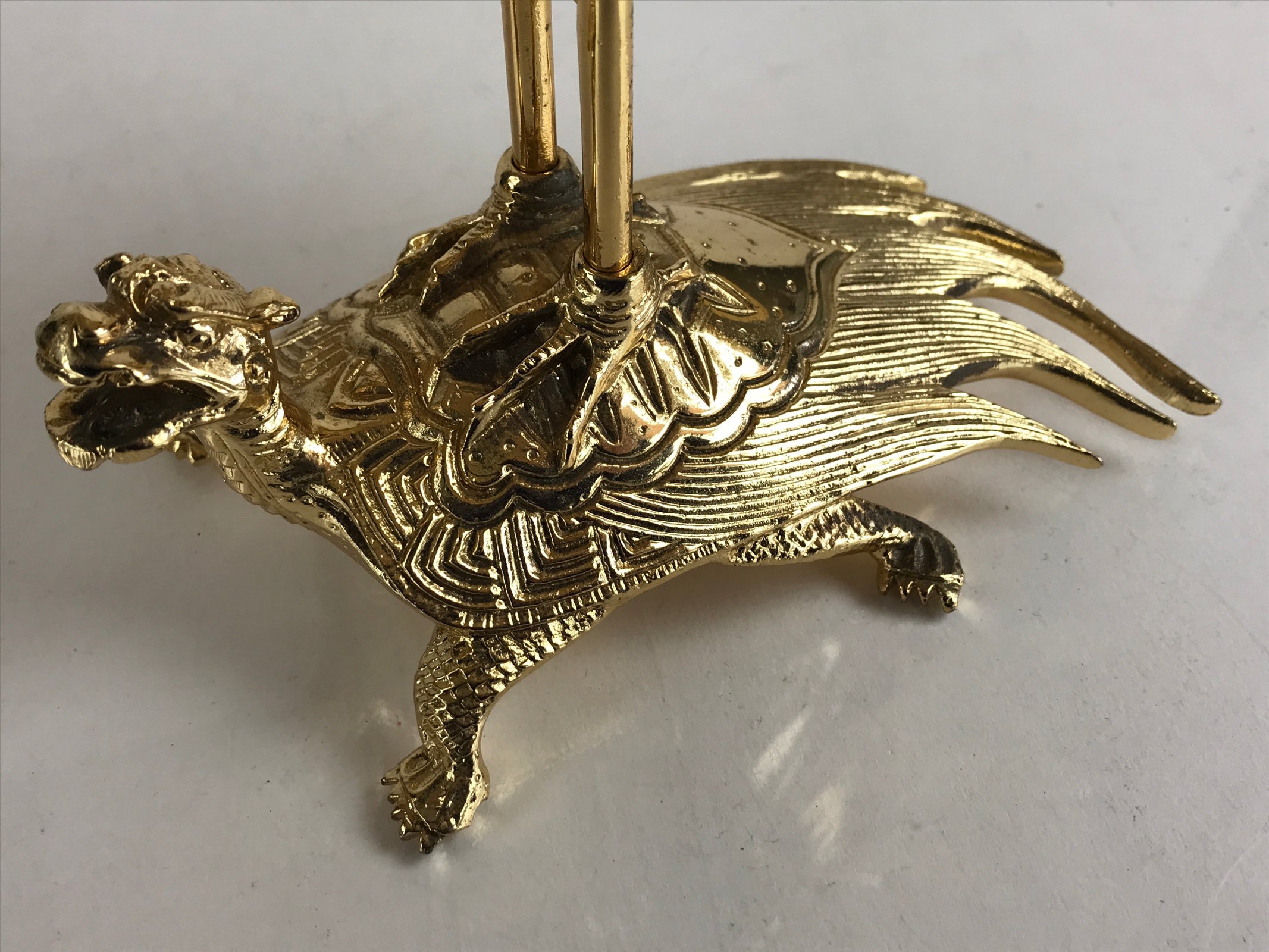 Japanese Buddhist Altar Fitting 2pc Candle Stands Vtg Brass Shokudai Butsudan BU