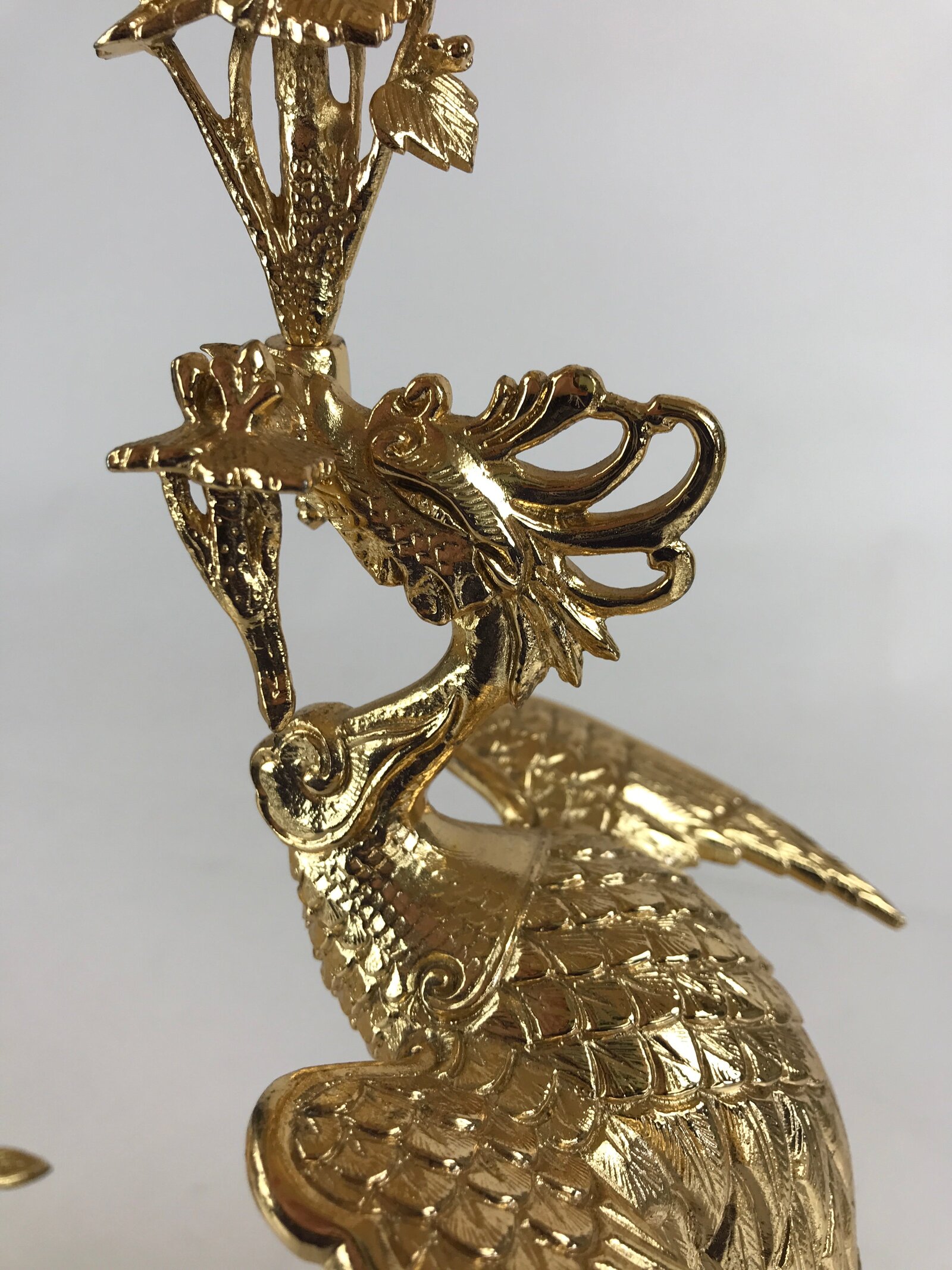 Japanese Buddhist Altar Fitting 2pc Candle Stands Vtg Brass Shokudai Butsudan BU