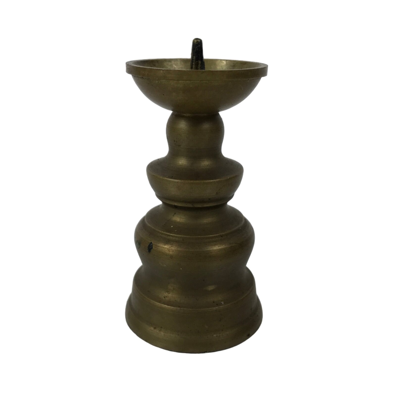 Japanese Buddhist Altar Fitting Brass Candle Stand Vtg Small Shokudai Gold BA739