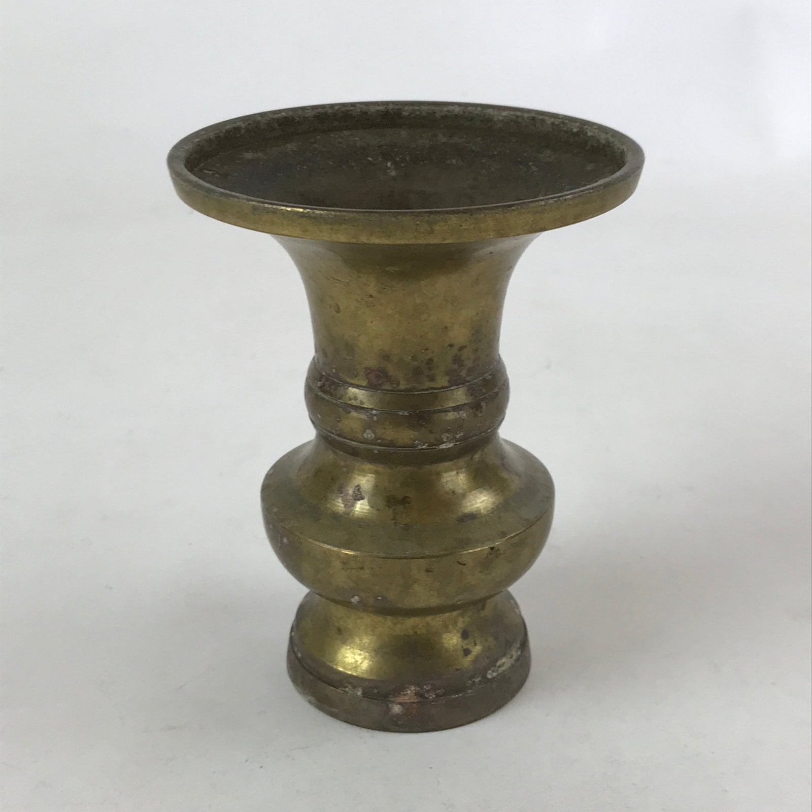 Japanese Buddhist Altar Fitting Brass Flower Vase Vtg Butsugu Brown BA111