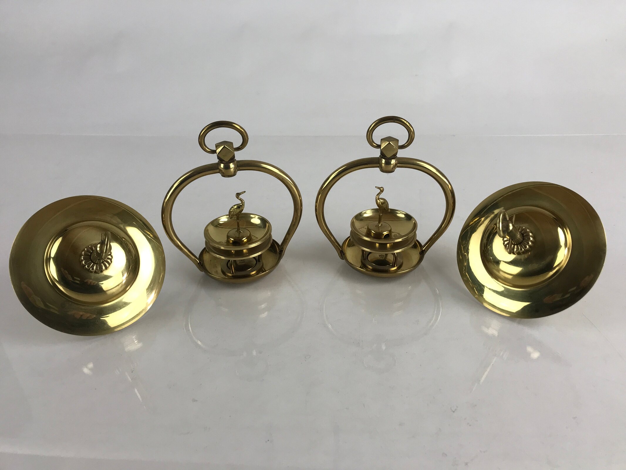 Japanese Buddhist Altar Fitting Brass Hanging Lantern Rinto Vtg Butsudan Gold BU