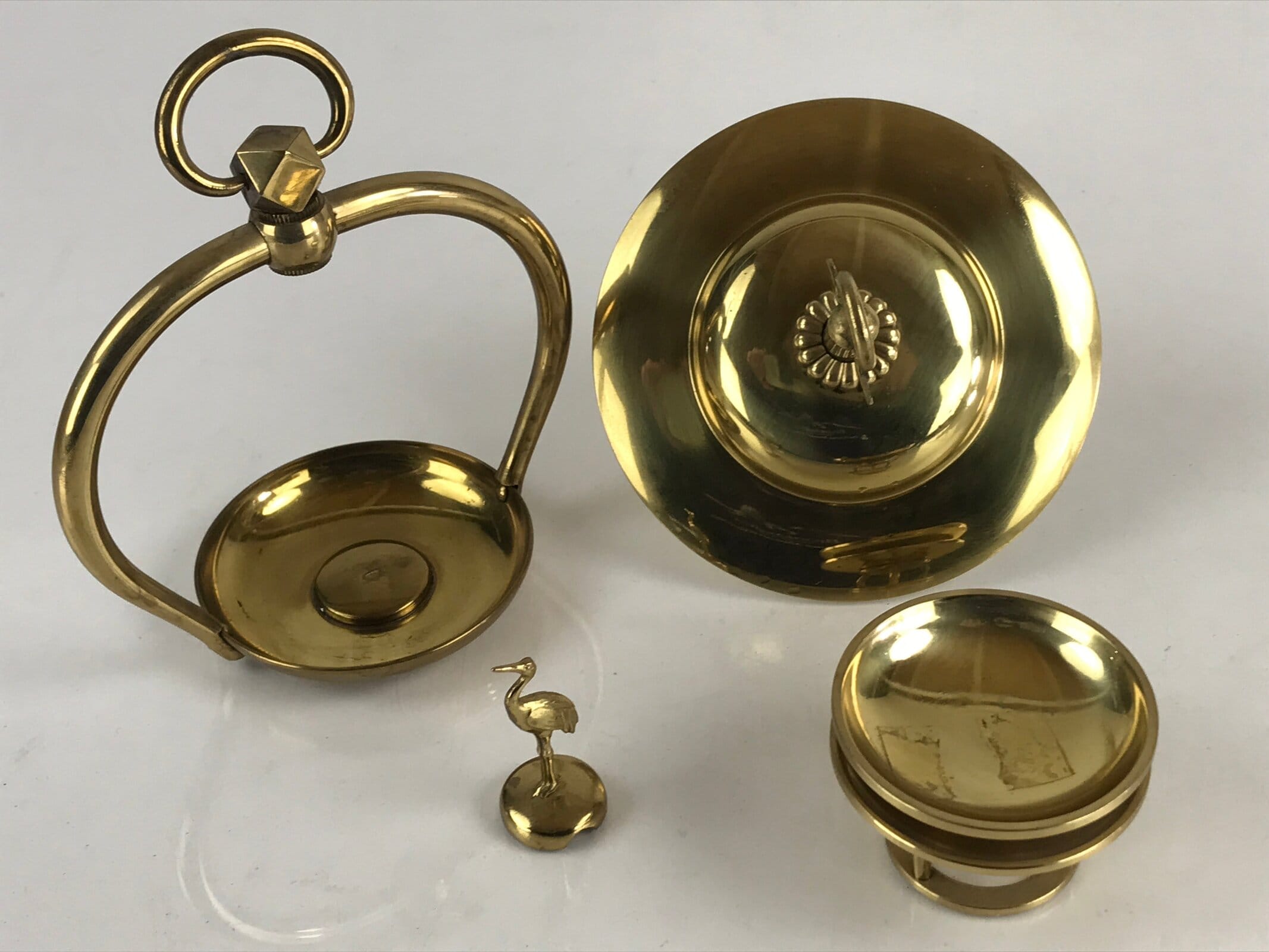 Japanese Buddhist Altar Fitting Brass Hanging Lantern Rinto Vtg Butsudan Gold BU