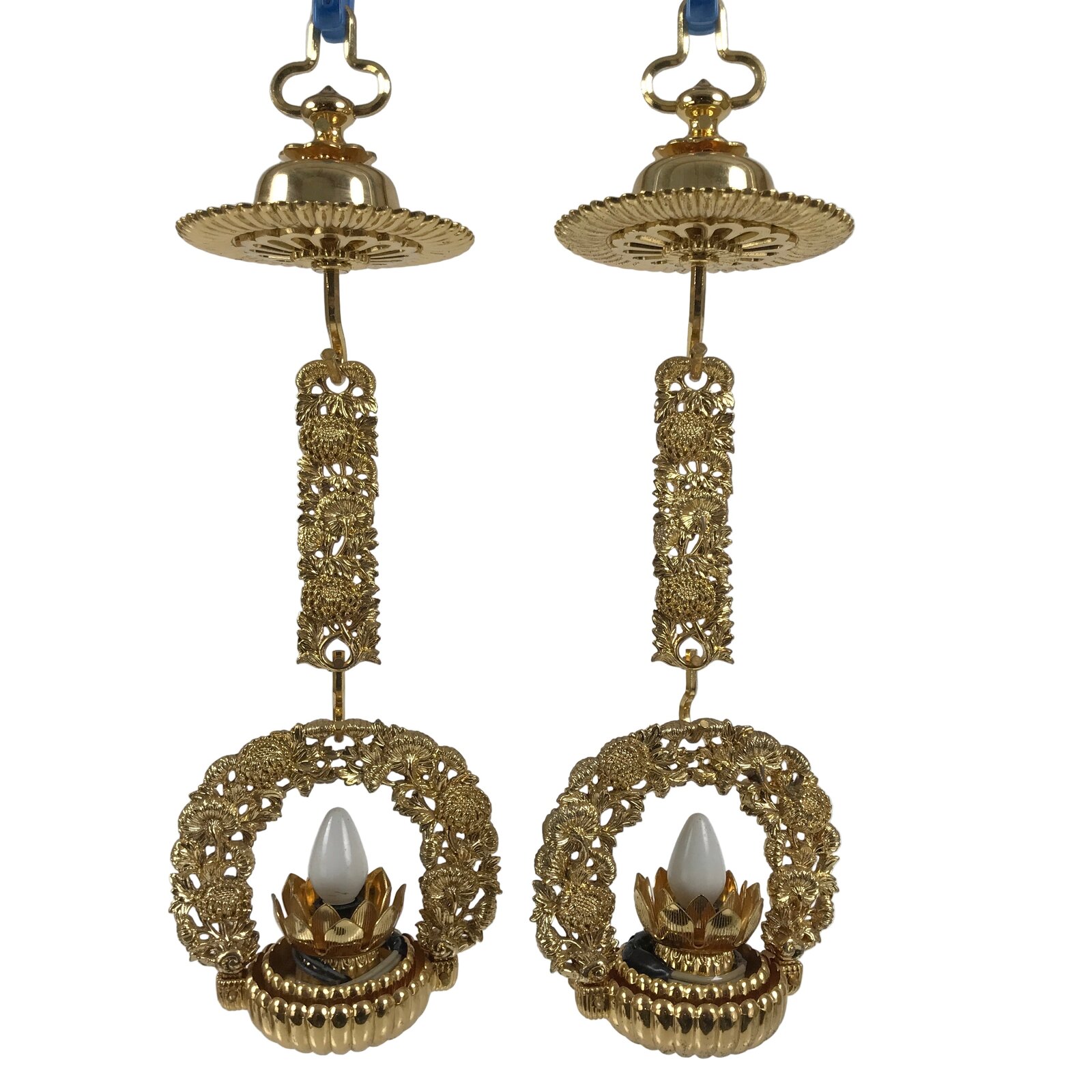 Japanese Buddhist Altar Fitting Brass Hanging Rinto Lantern Butsudan Gold BA840