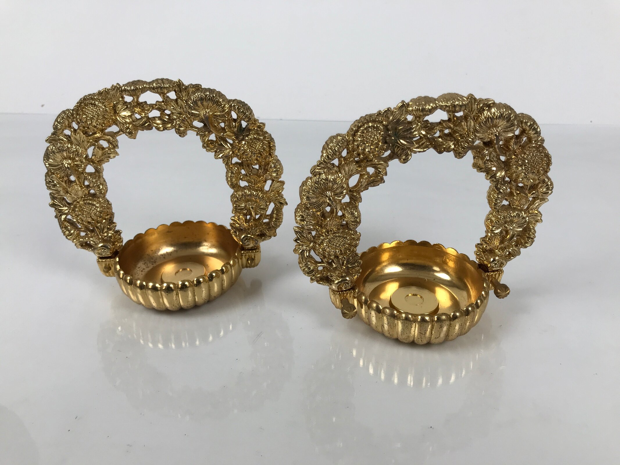 Japanese Buddhist Altar Fitting Brass Hanging Rinto Lantern Butsudan Gold BA840