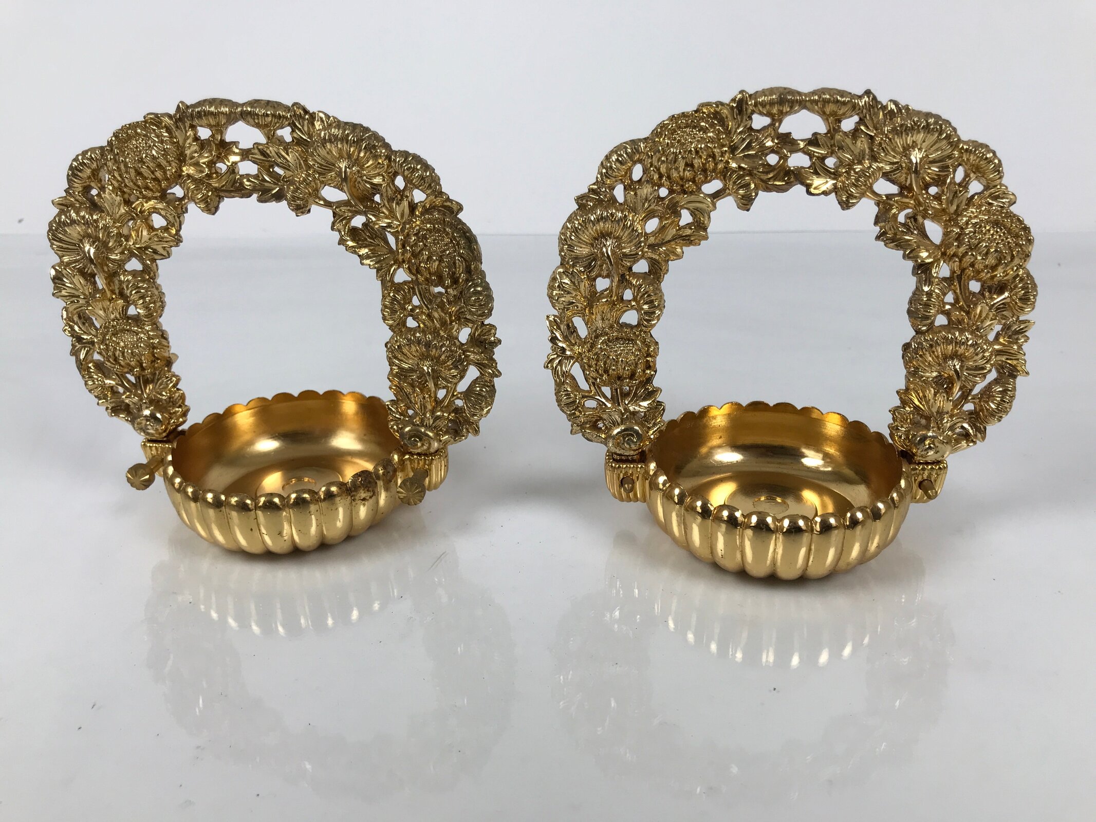 Japanese Buddhist Altar Fitting Brass Hanging Rinto Lantern Butsudan Gold BA840