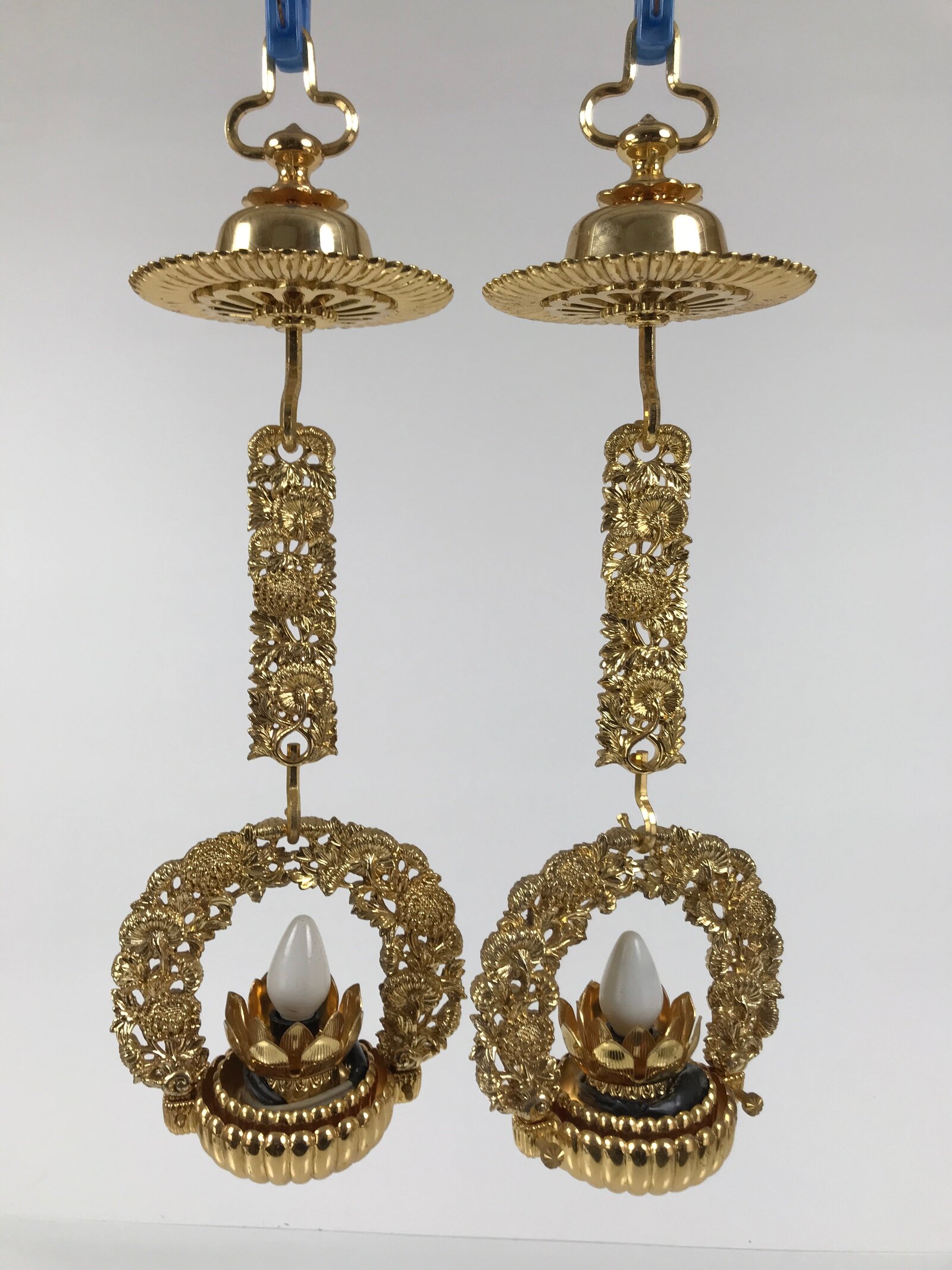 Japanese Buddhist Altar Fitting Brass Hanging Rinto Lantern Butsudan Gold BA840