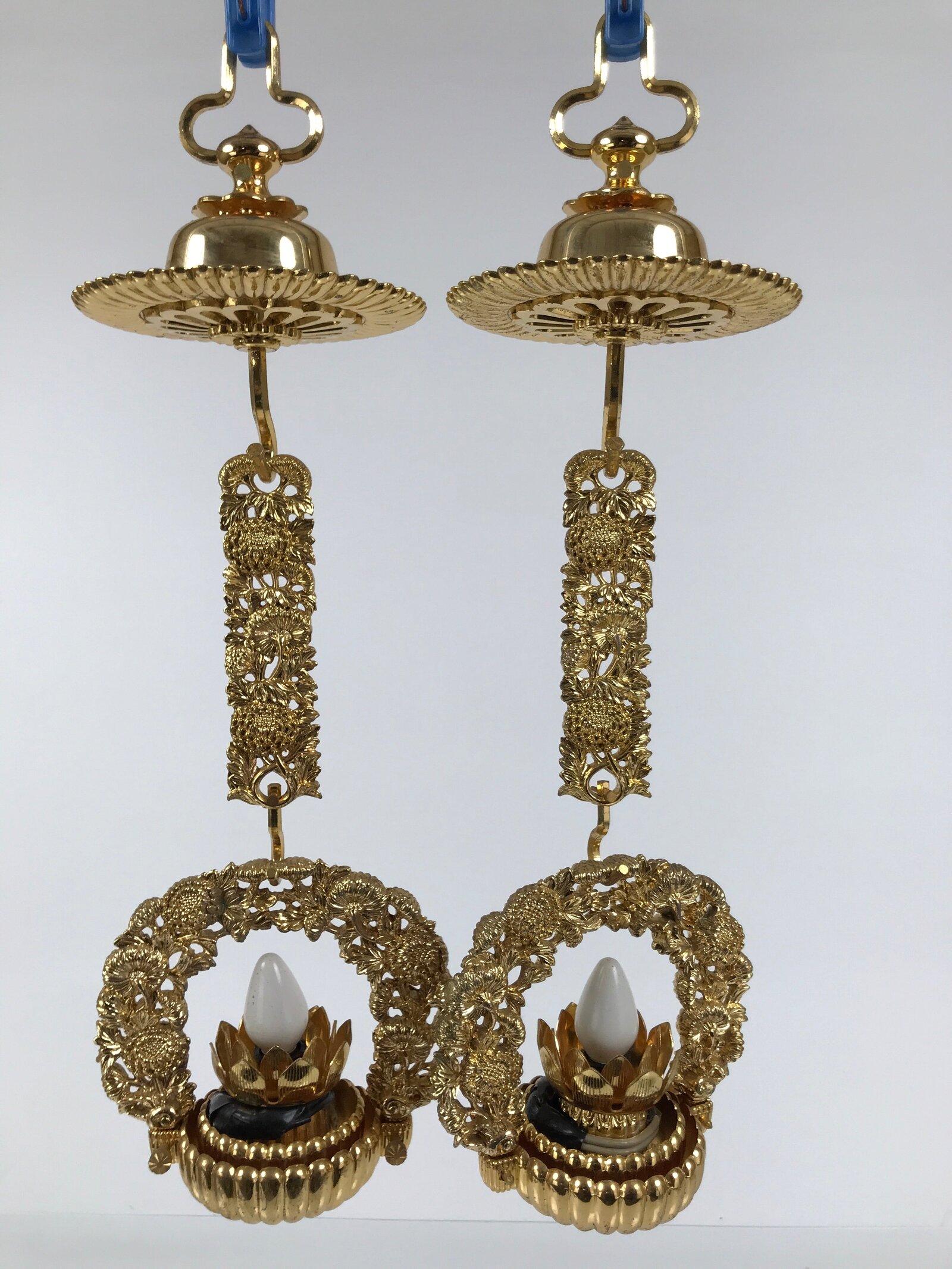 Japanese Buddhist Altar Fitting Brass Hanging Rinto Lantern Butsudan Gold BA840