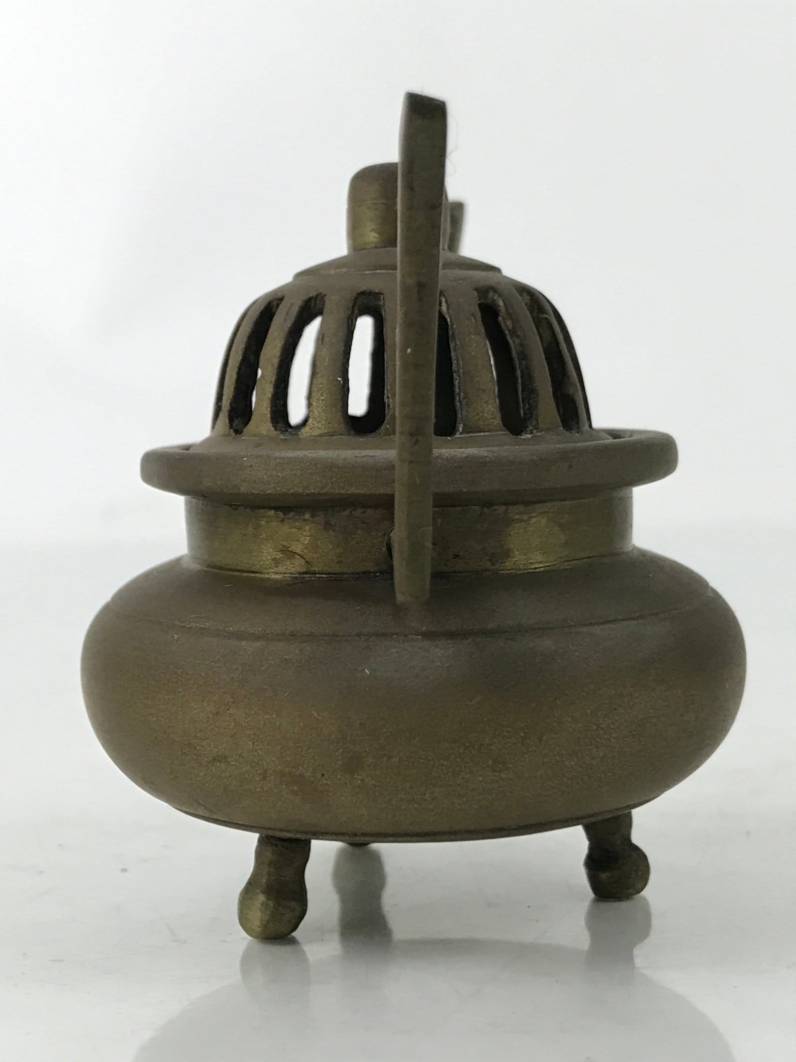 Japanese Buddhist Altar Fitting Brass Incense Burner Vtg Koro Simple Brown BA530